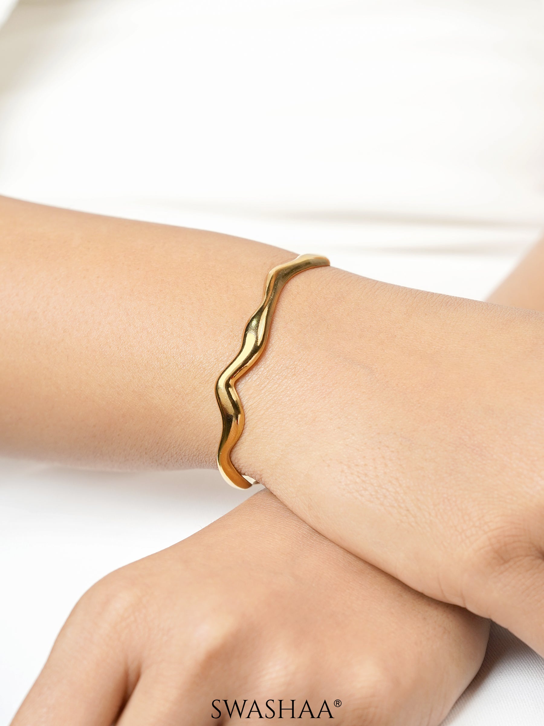 Tanis Wavey 18K Gold Plated Cuff Bracelet
