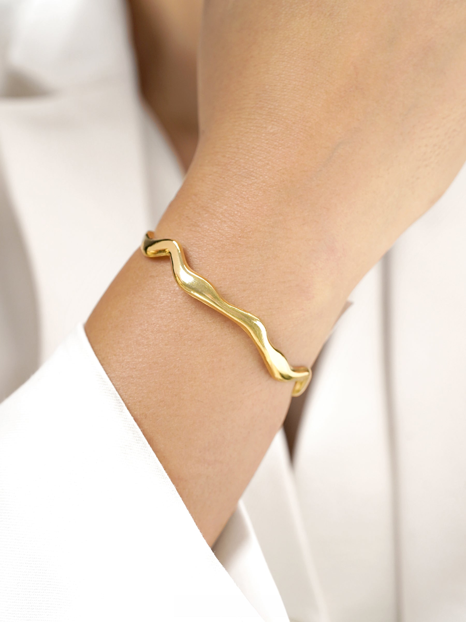 Tanis Wavey 18K Gold Plated Cuff Bracelet