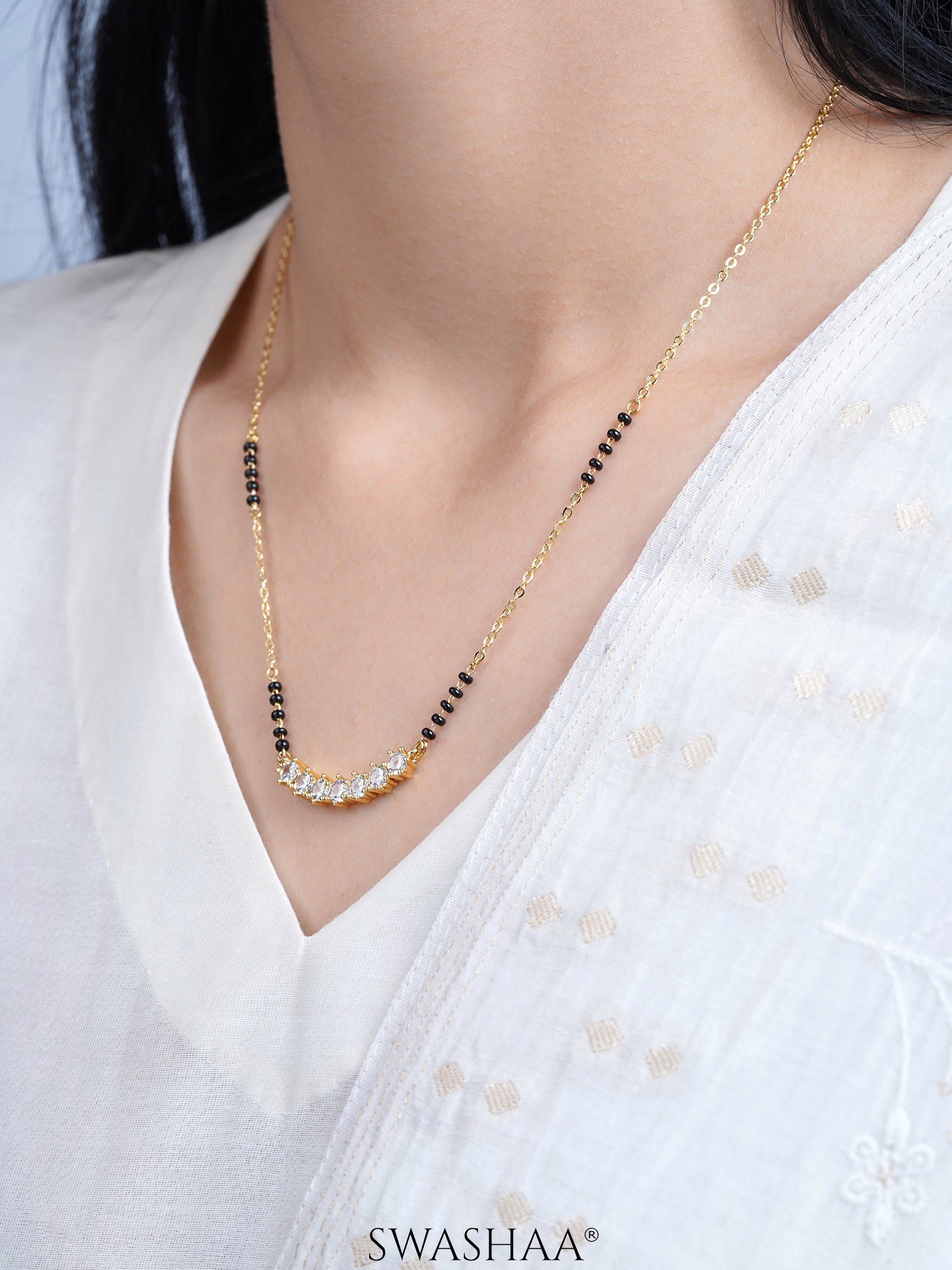 Tanisi Diamond Bar 18K Gold Plated Mangalsutra