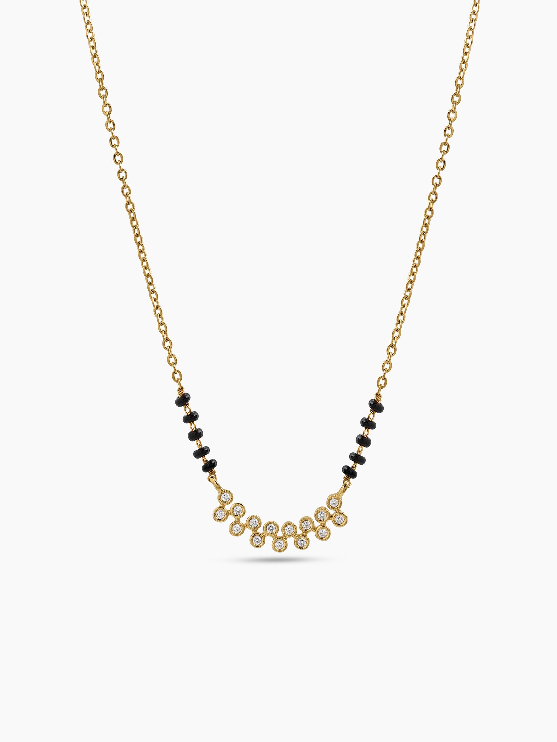 Tanvi Diamond Bar 18K Gold Plated Women's Chain Pendant Mangalsutra Necklace