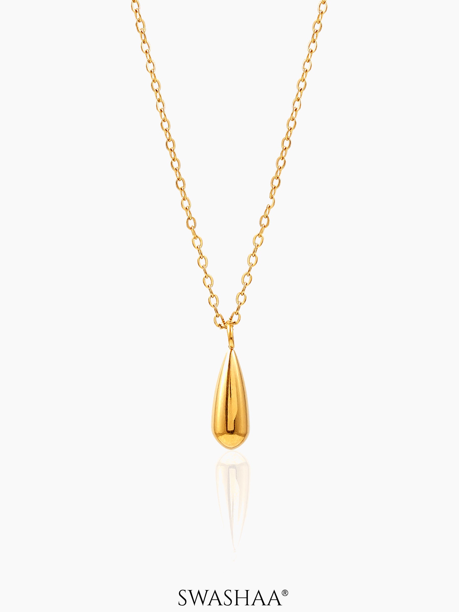 Tarana Teradrop Charm 18K Gold Plated Chain Pendant Necklace