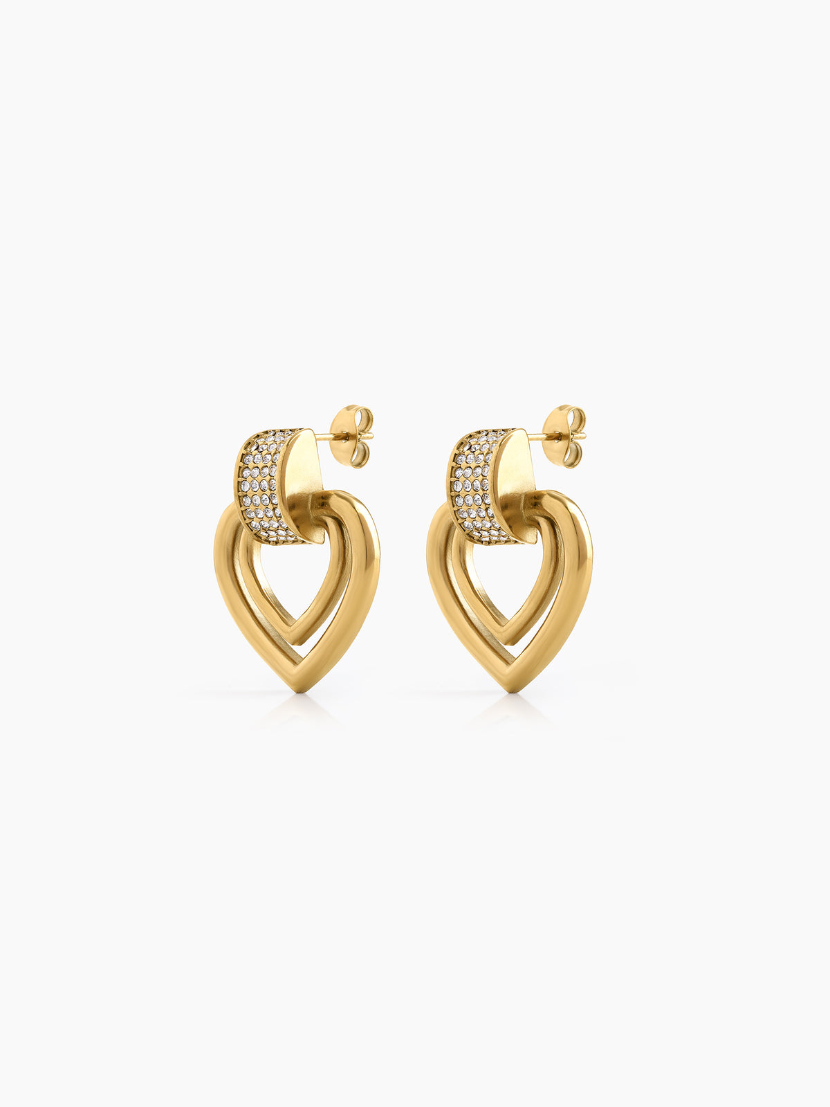 Tatum Diamond Heart Charm 18K Gold Plated Women's Stud Earrings