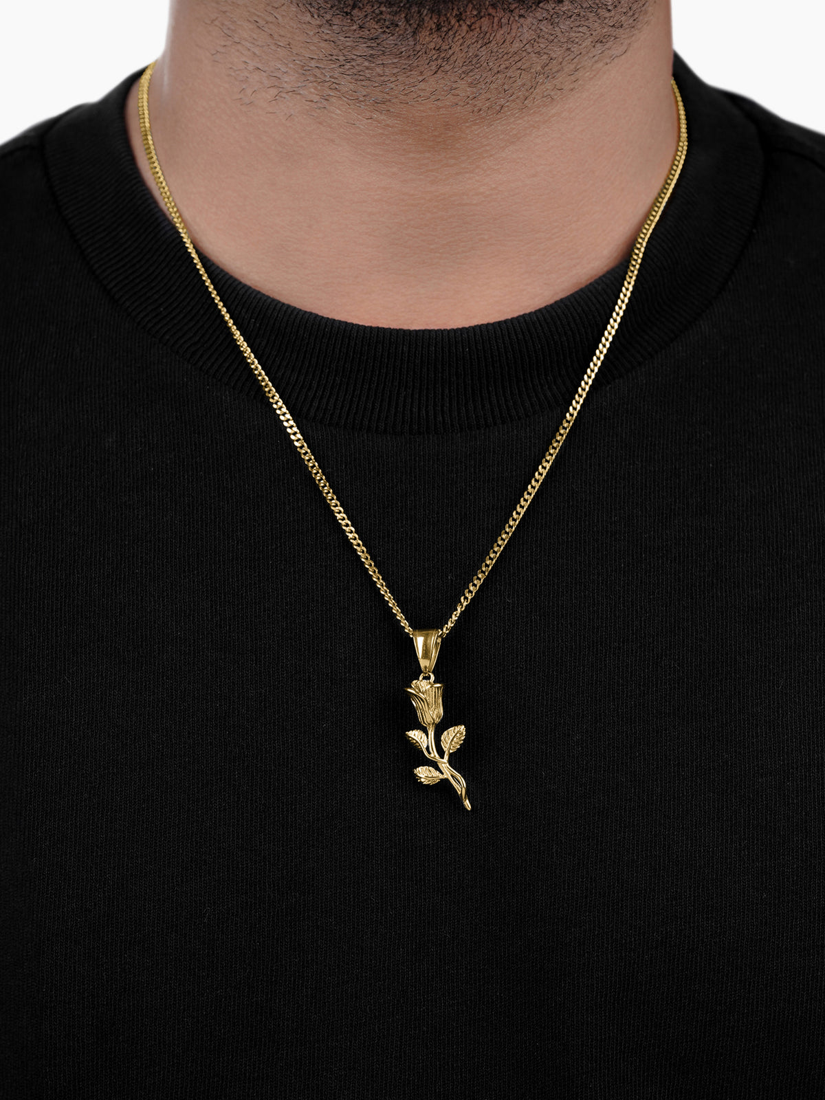 Tavien Rose 18K Gold Plated Men's Chain Pendant