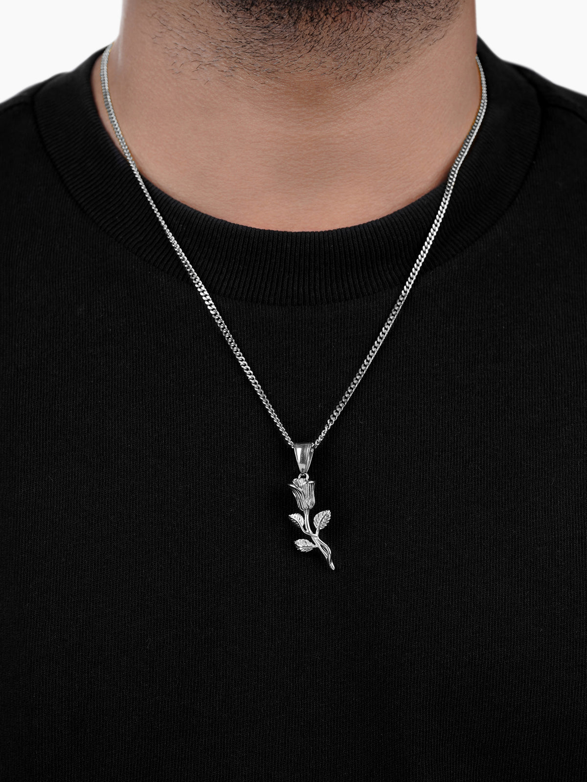 Tavien Rose Silver Men's Chain Pendant