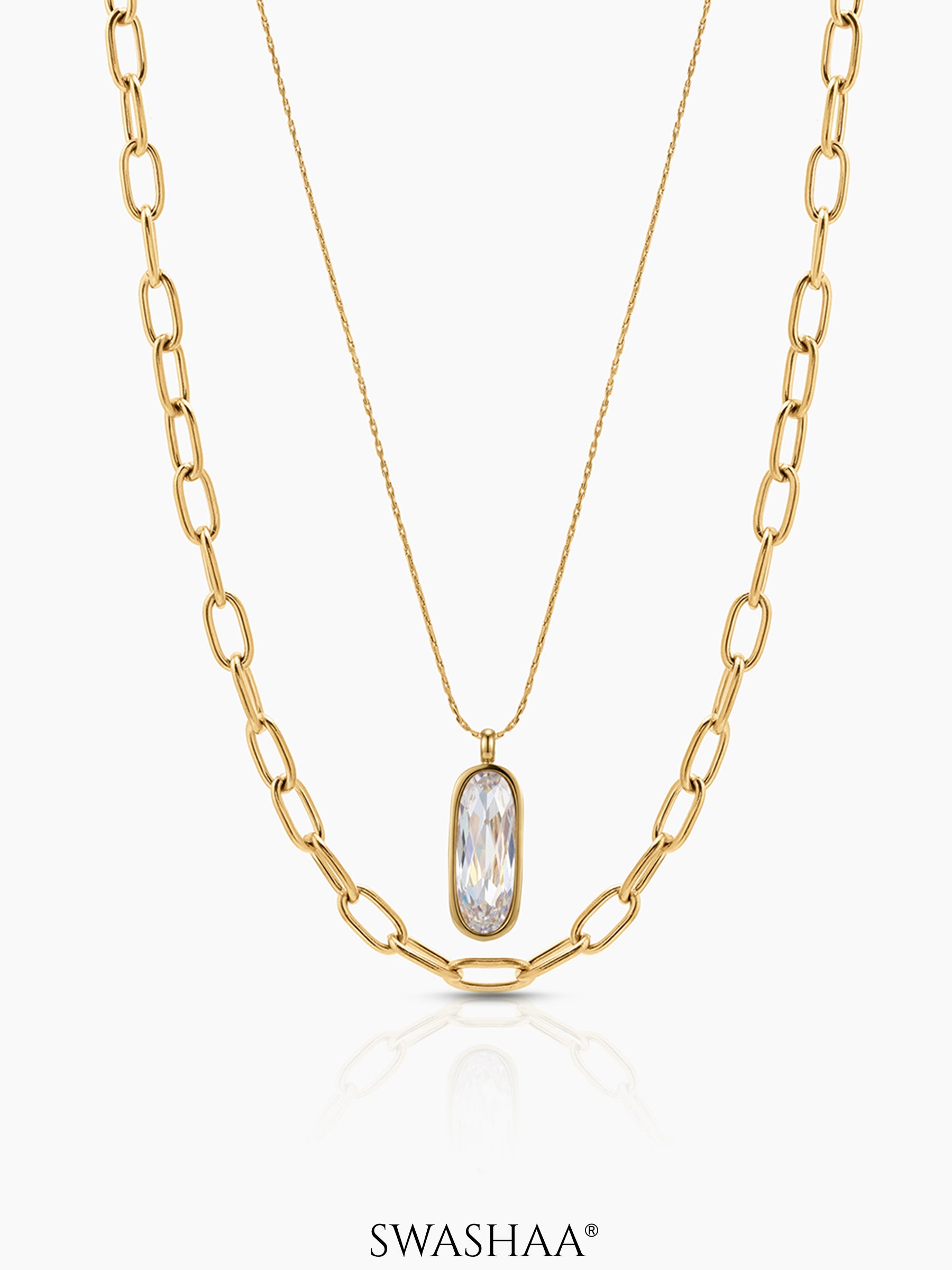 Tavira Drop Link Layered Necklace - Swashaa