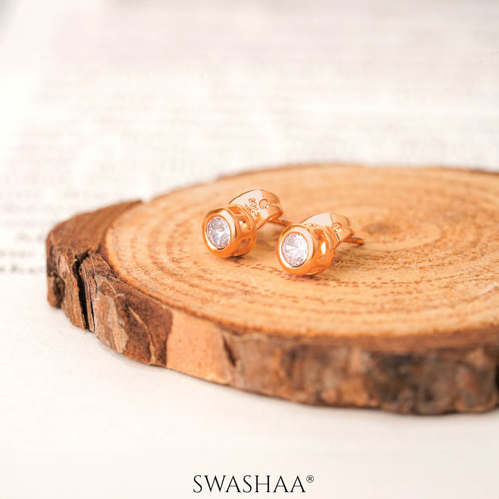 Taylor Diamond Rosegold Plated Men's Stud Earrings