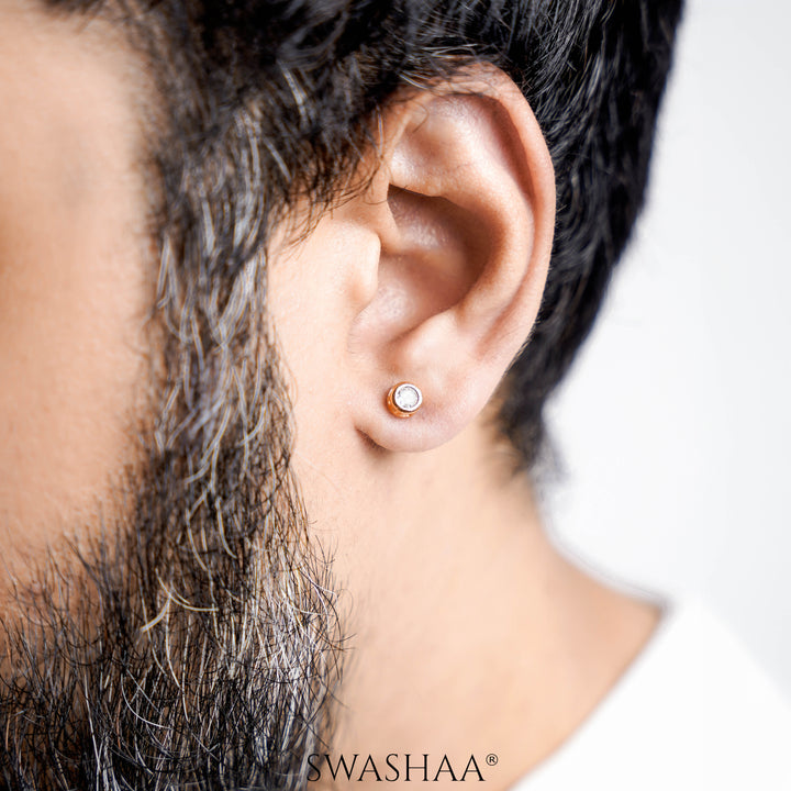 Taylor Diamond Rosegold Plated Men's Stud Earrings