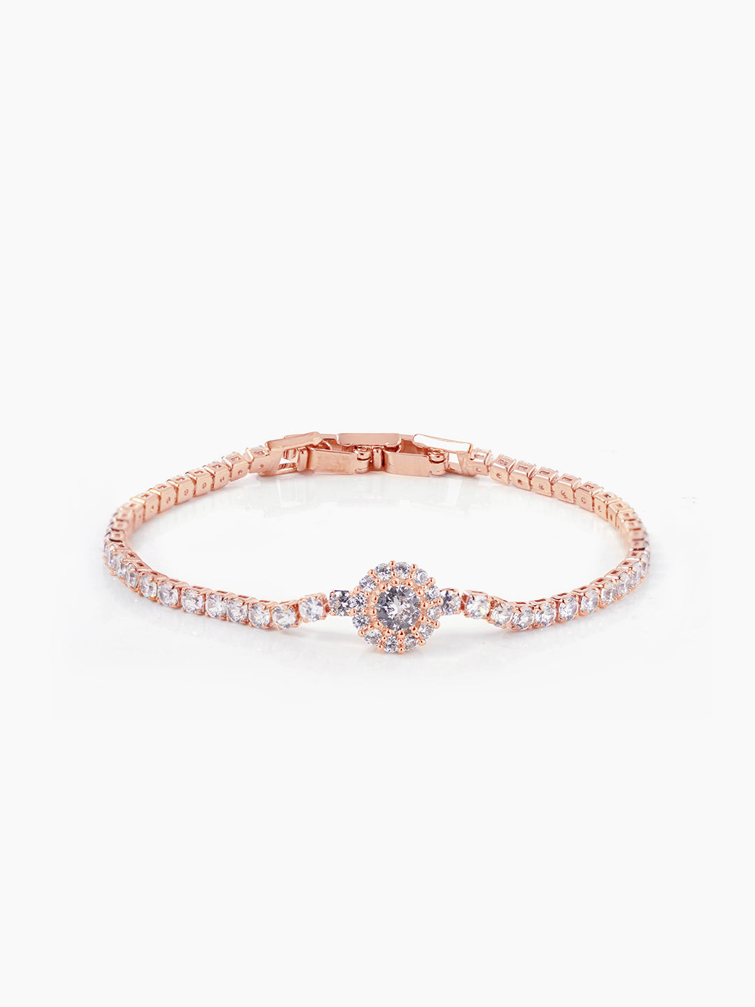 Teagan Shimmering Diamonds Rosegold Plated Loose Bracelet