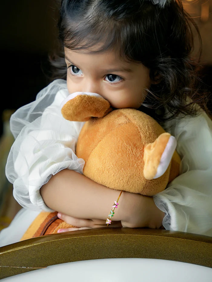 Three Butterfly Charms 18K Gold Plated Kid's Cuff Kada Bracelet