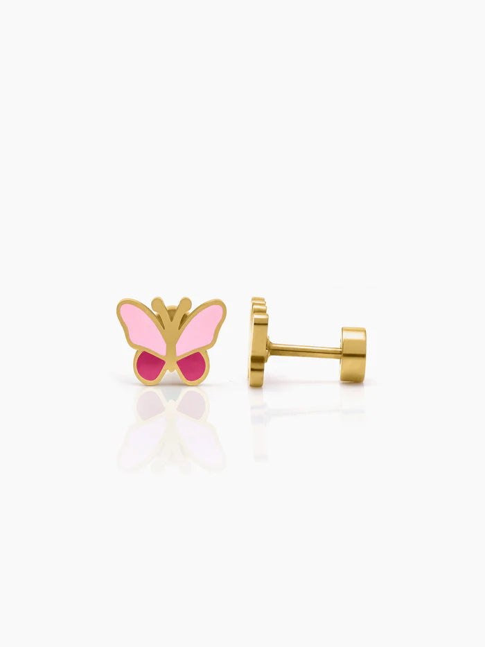 Tilly Butterfly Charm 18K Gold Plated Kid's Stud Earrings