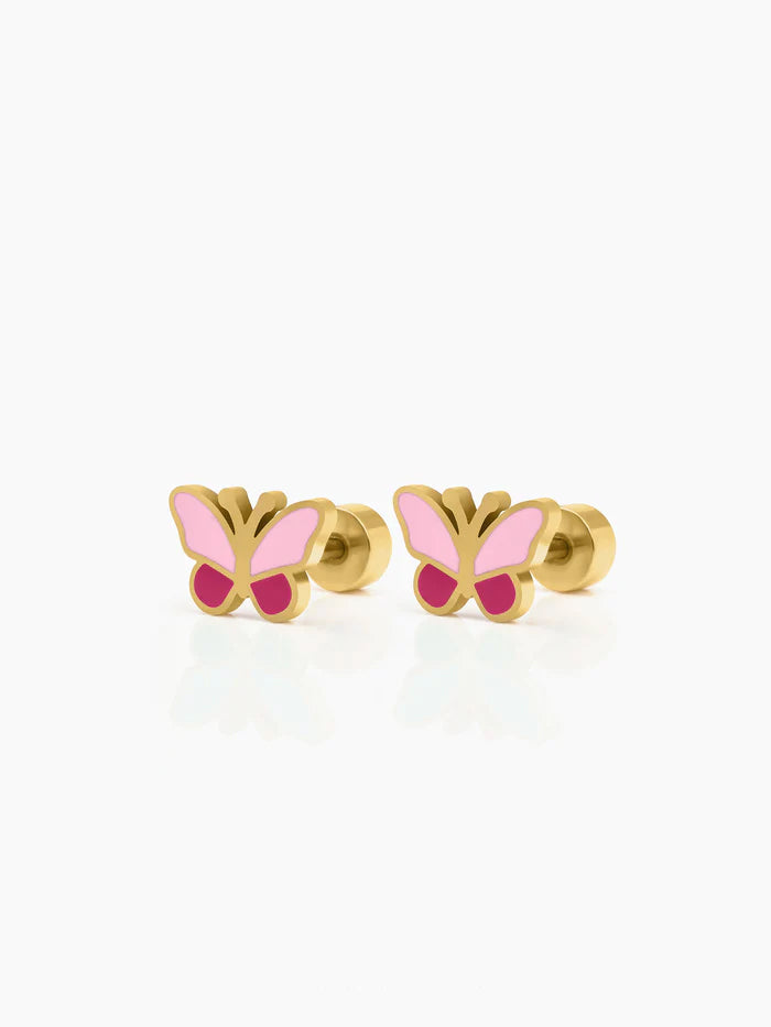 Tilly Butterfly Charm 18K Gold Plated Kid's Stud Earrings