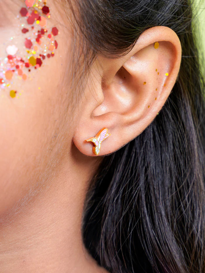 Tim Tum Bird Charm 18K Gold Plated Kid's Stud Earrings