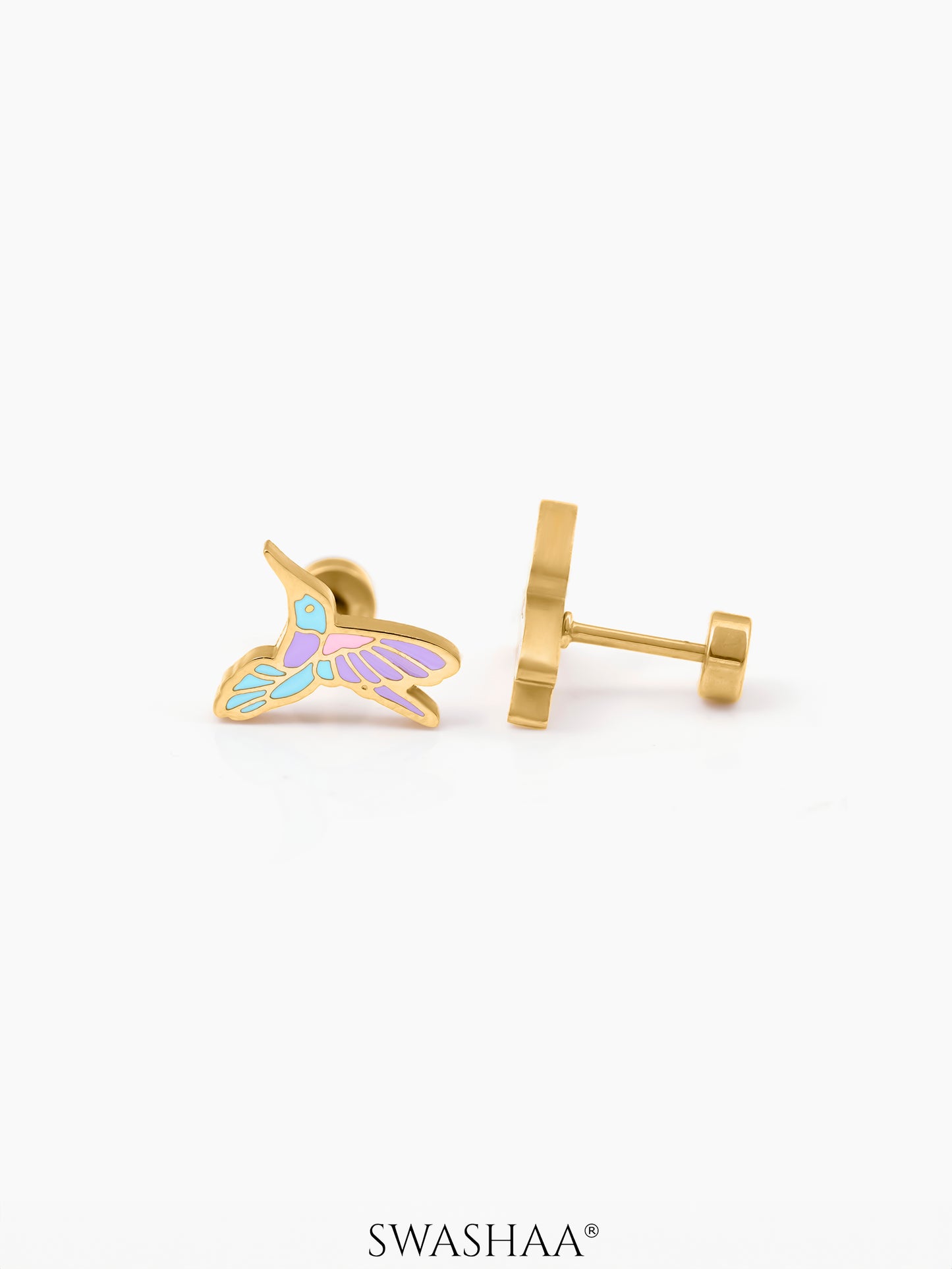 Tim Tum Bird 18K Gold Plated Kid's Earrings