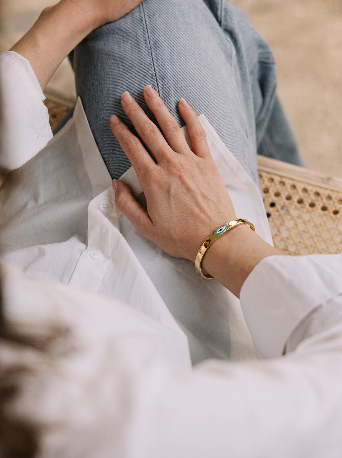 Timmy Evil Eye 18K Gold Plated Band Bracelet