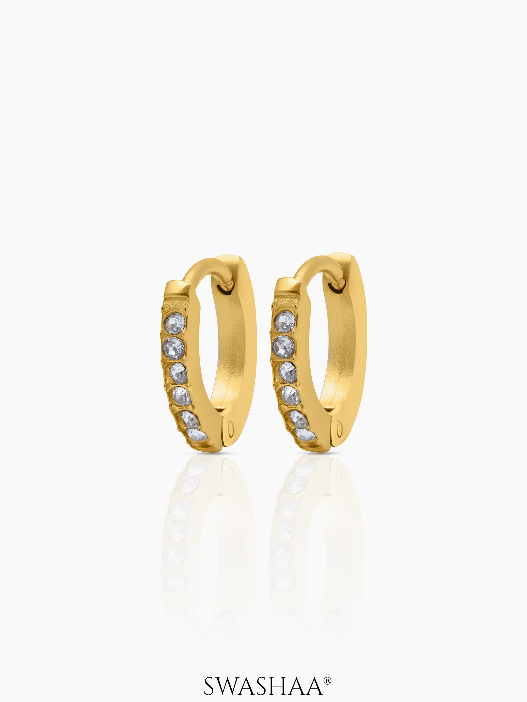 Tiny Diamond 18K Gold Plated Kid's Hoop Huggies Earrings