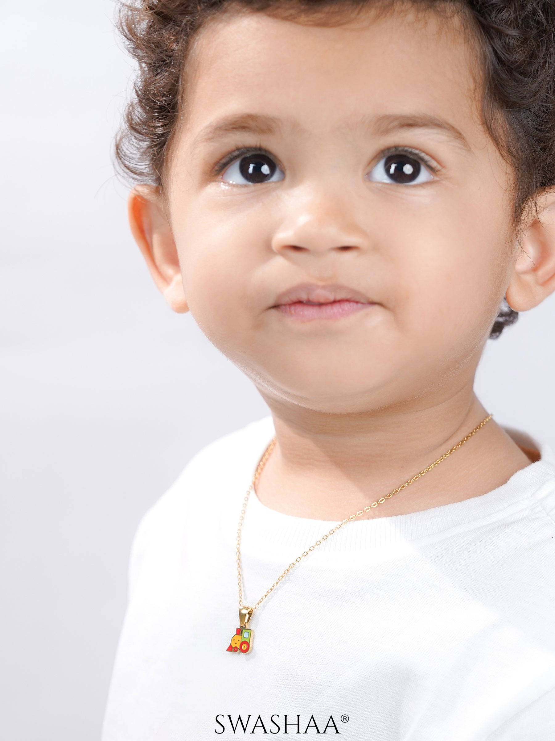 Tiny Train Charm 18K Gold Plated Kid's Chain Pendant Necklace