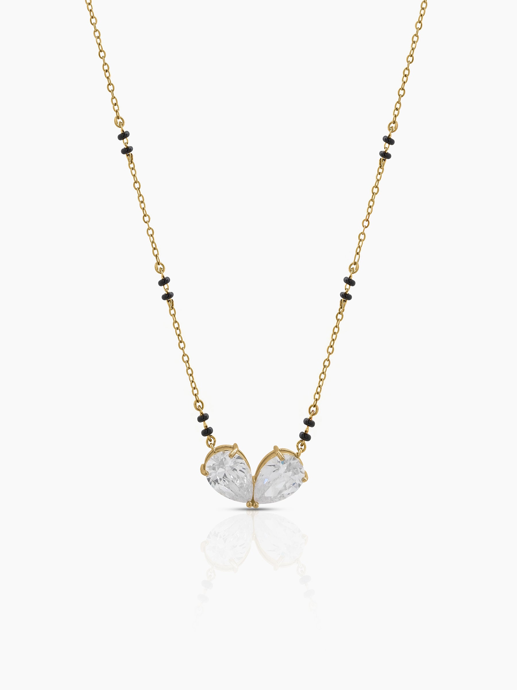 Tisha Solitaire Twin Pear Mangalsutra - Swashaa