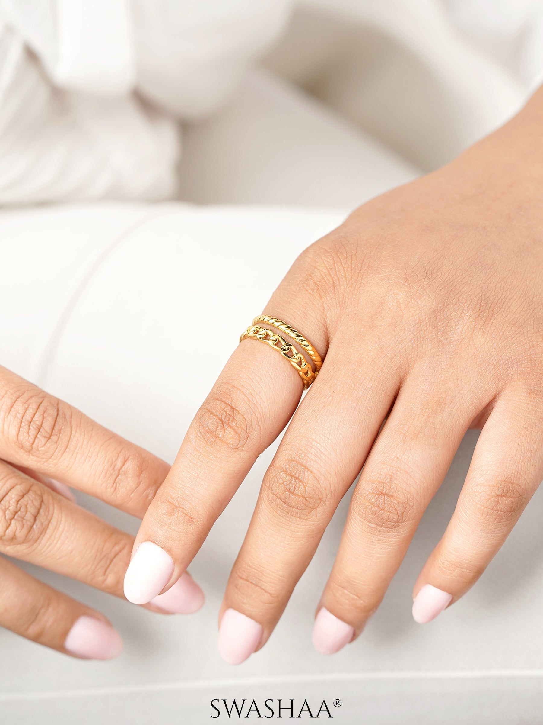 Tonia Chain Link 18K Gold Plated Ring