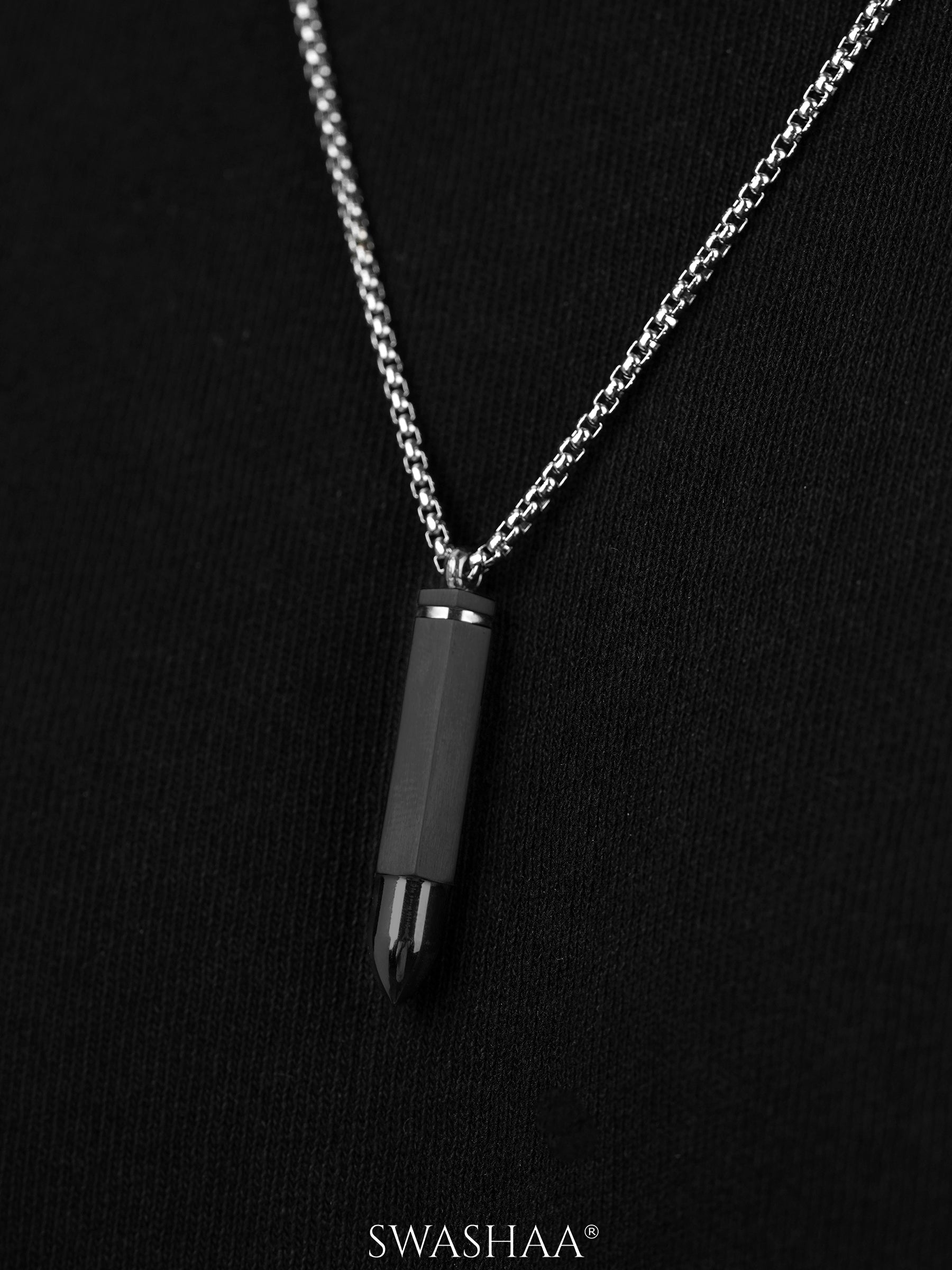 Tork Bullet Black-Silver Men's Chain Pendant