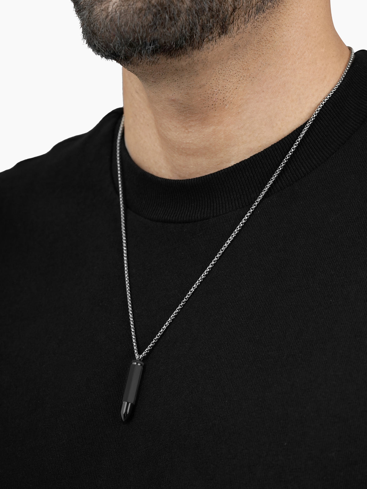 Tork Bullet Black-Silver Men's Chain Pendant