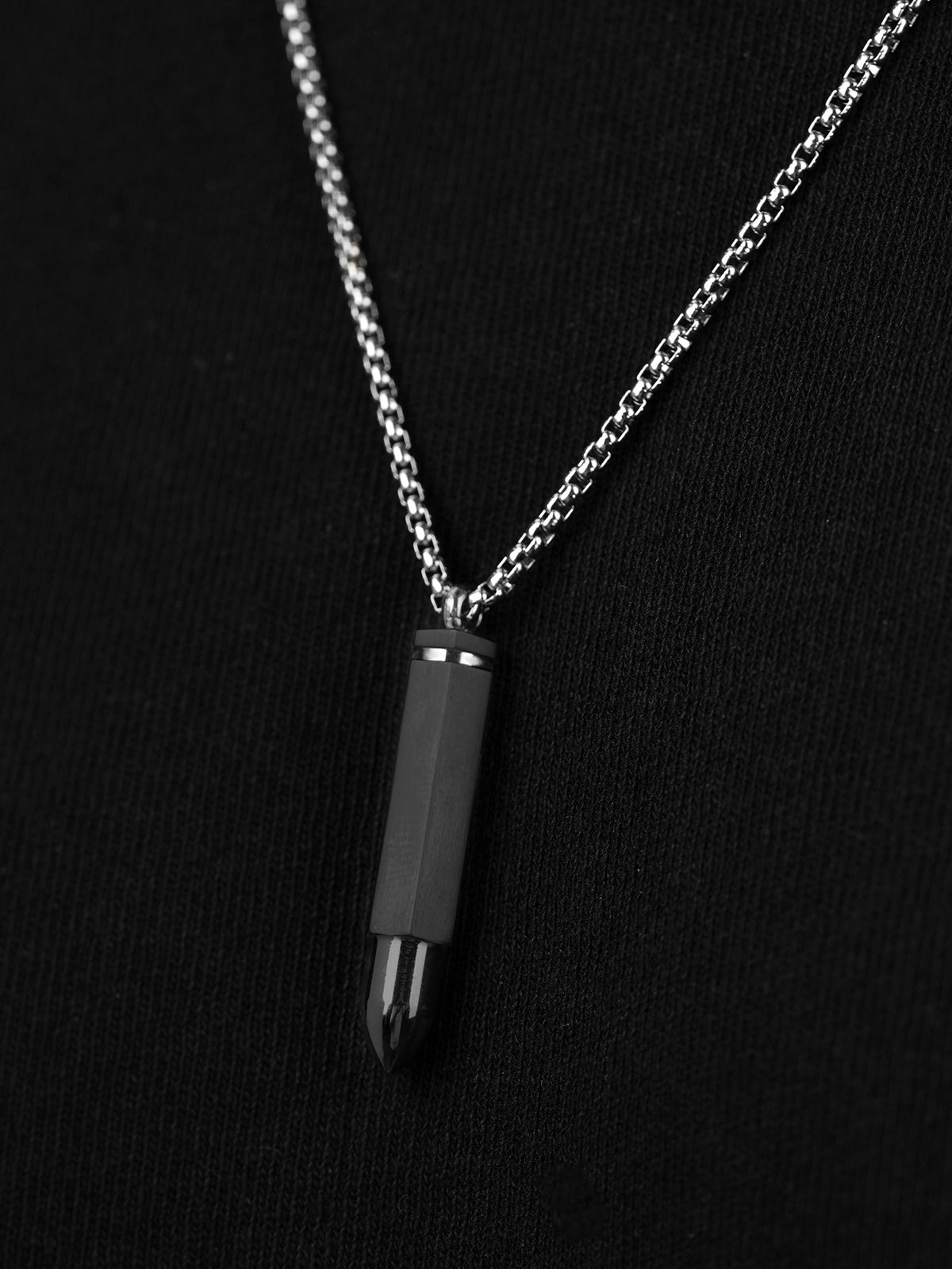 Tork Bullet Black-Silver Men's Chain Pendant