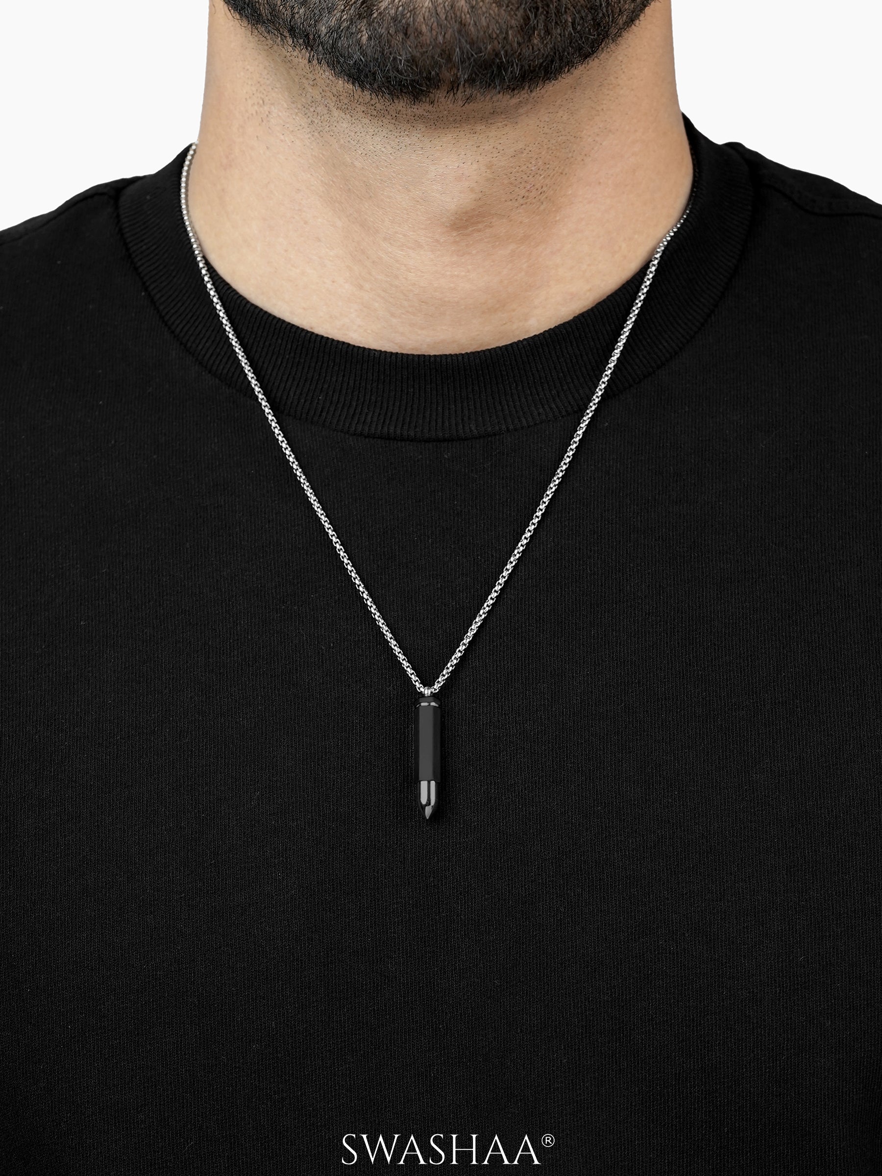 Tork Bullet Black-Silver Men's Chain Pendant