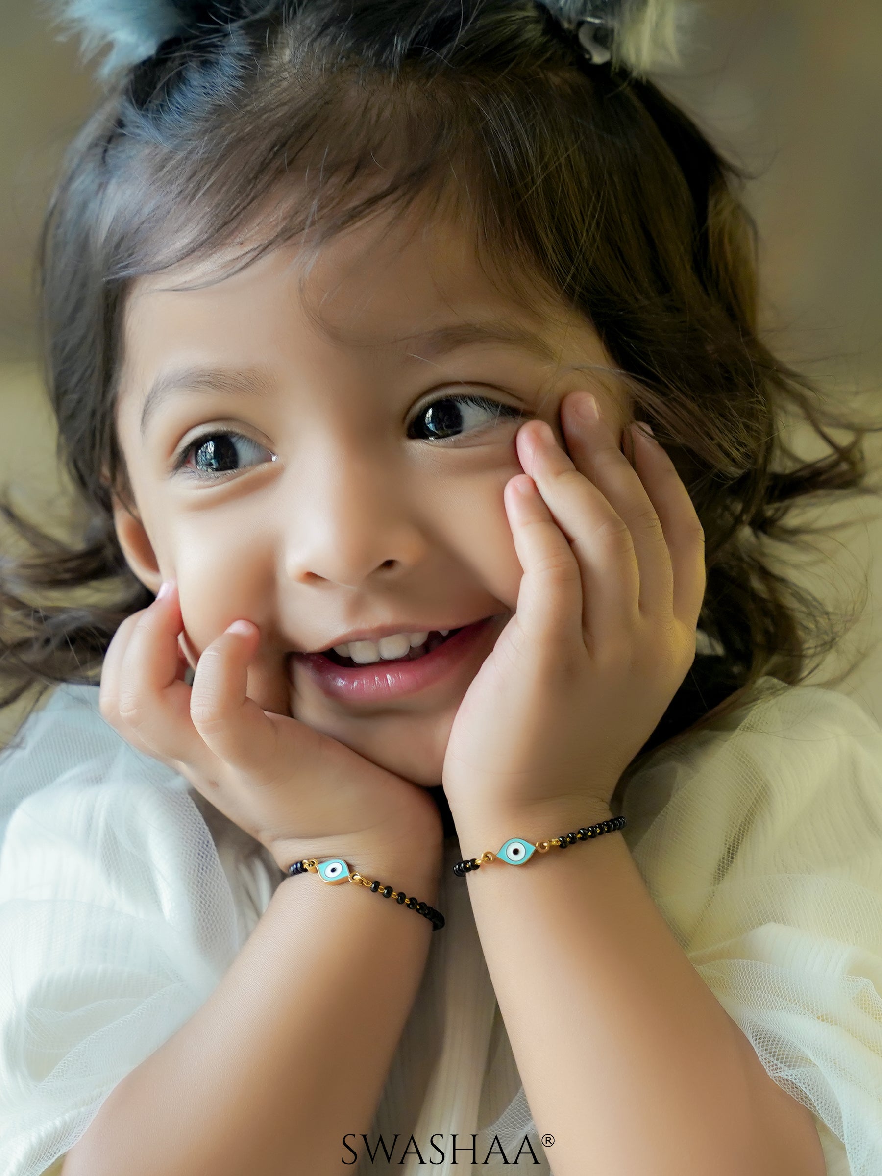 Tranquil Eye Charm 18K Gold Plated Kid's Nazariya Loose Bracelet