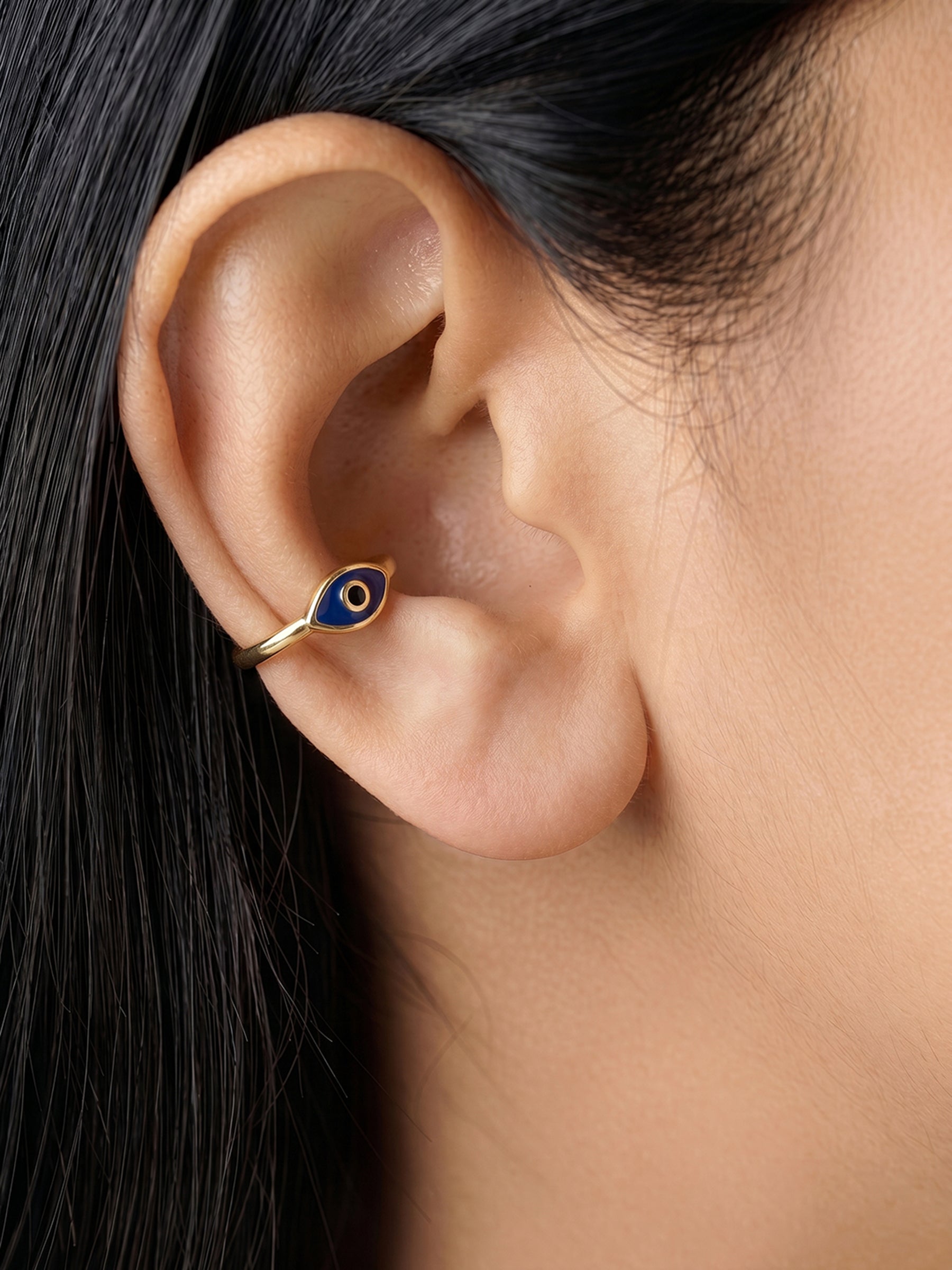 Tressa Blue Evil Eye 18K Gold Plated Women's Ear Cuffs