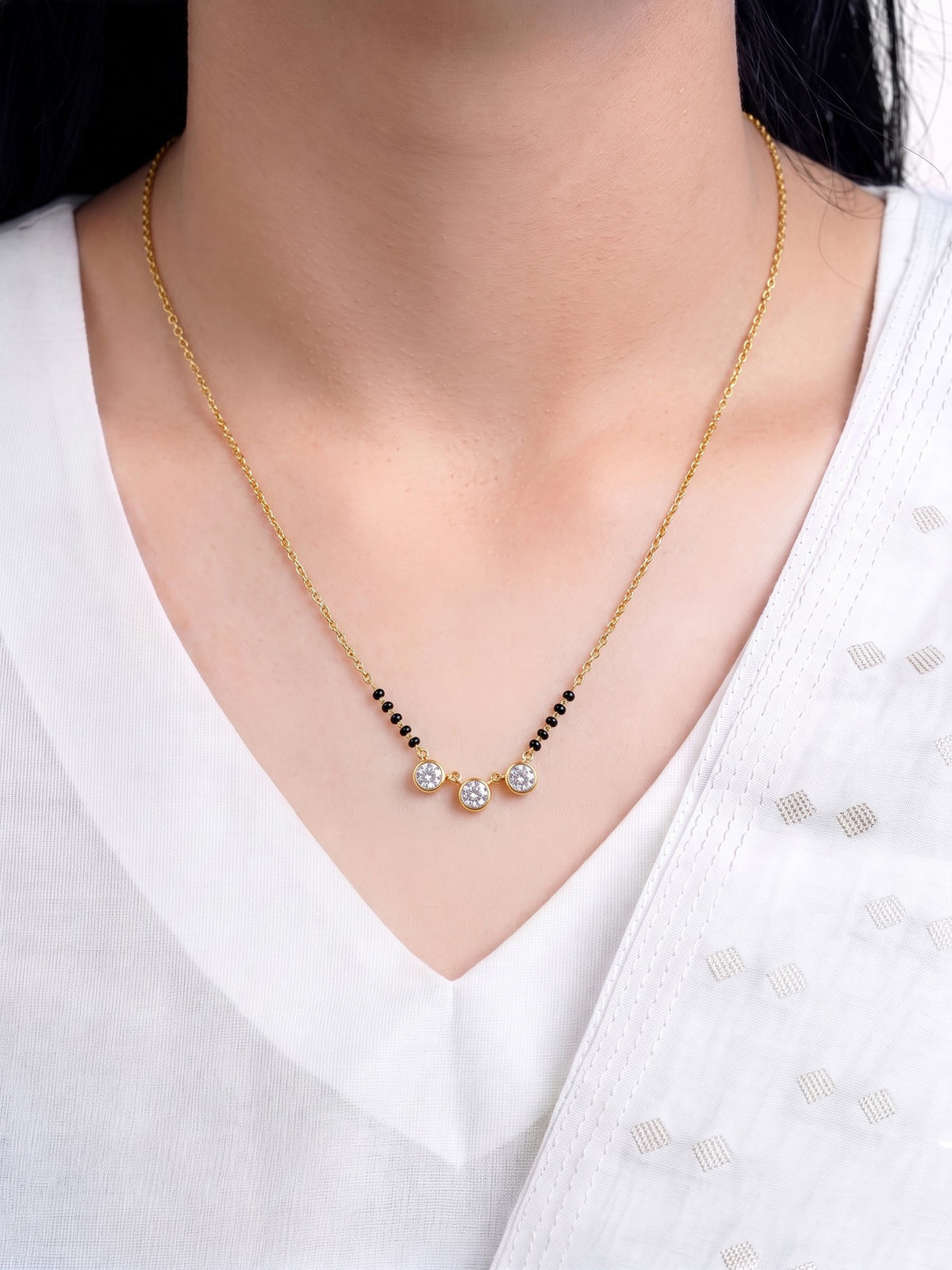 Trinika Solitaire 18K Gold Plated Women's Mangalsutra Necklace