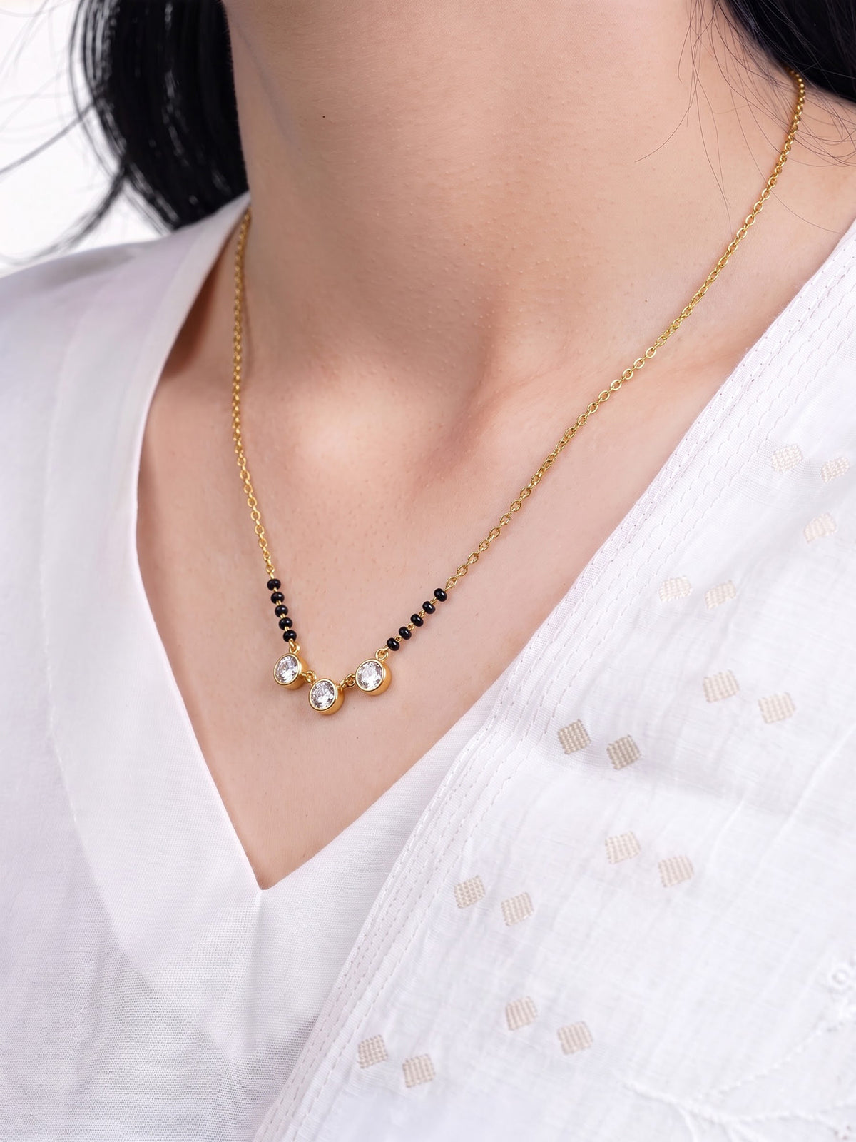 Trinika Solitaire 18K Gold Plated Women's Mangalsutra Necklace