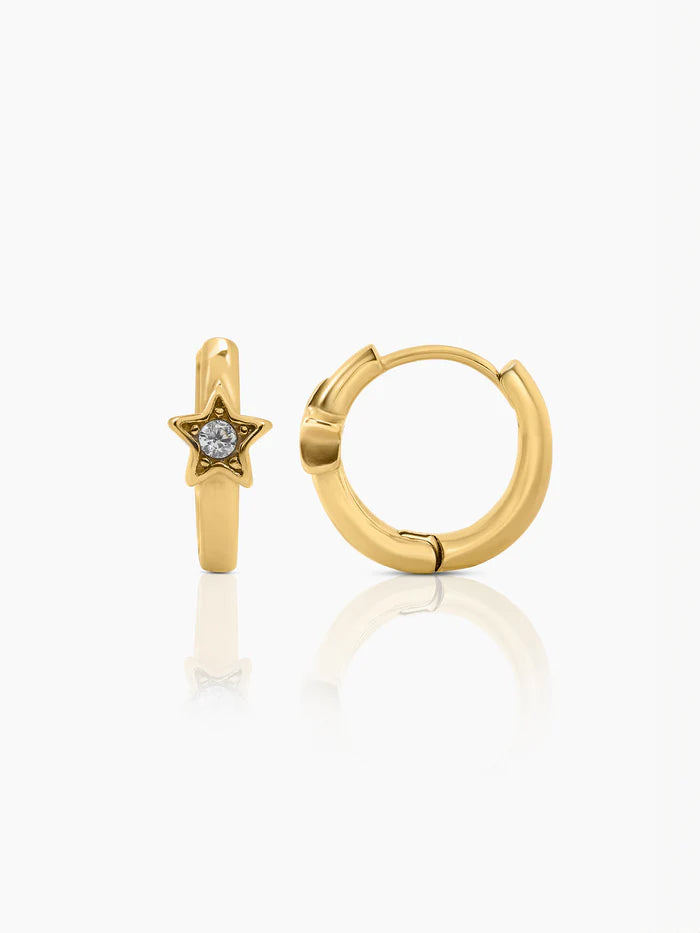Twinkly Star Diamond 18K Gold Plated Kid's Hoop Earrings
