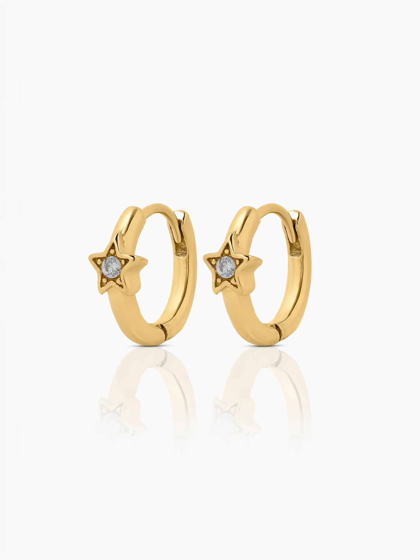 Twinkly Star Diamond 18K Gold Plated Kid's Hoop Earrings