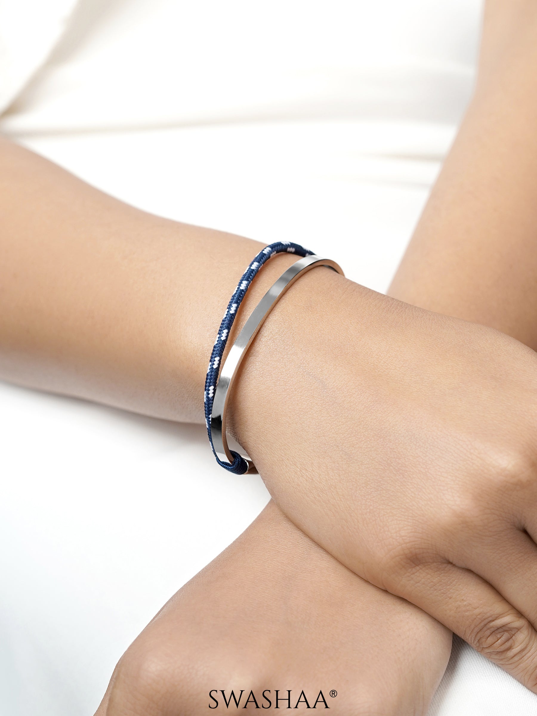 Unan Blue White Rope Cuff Bracelet
