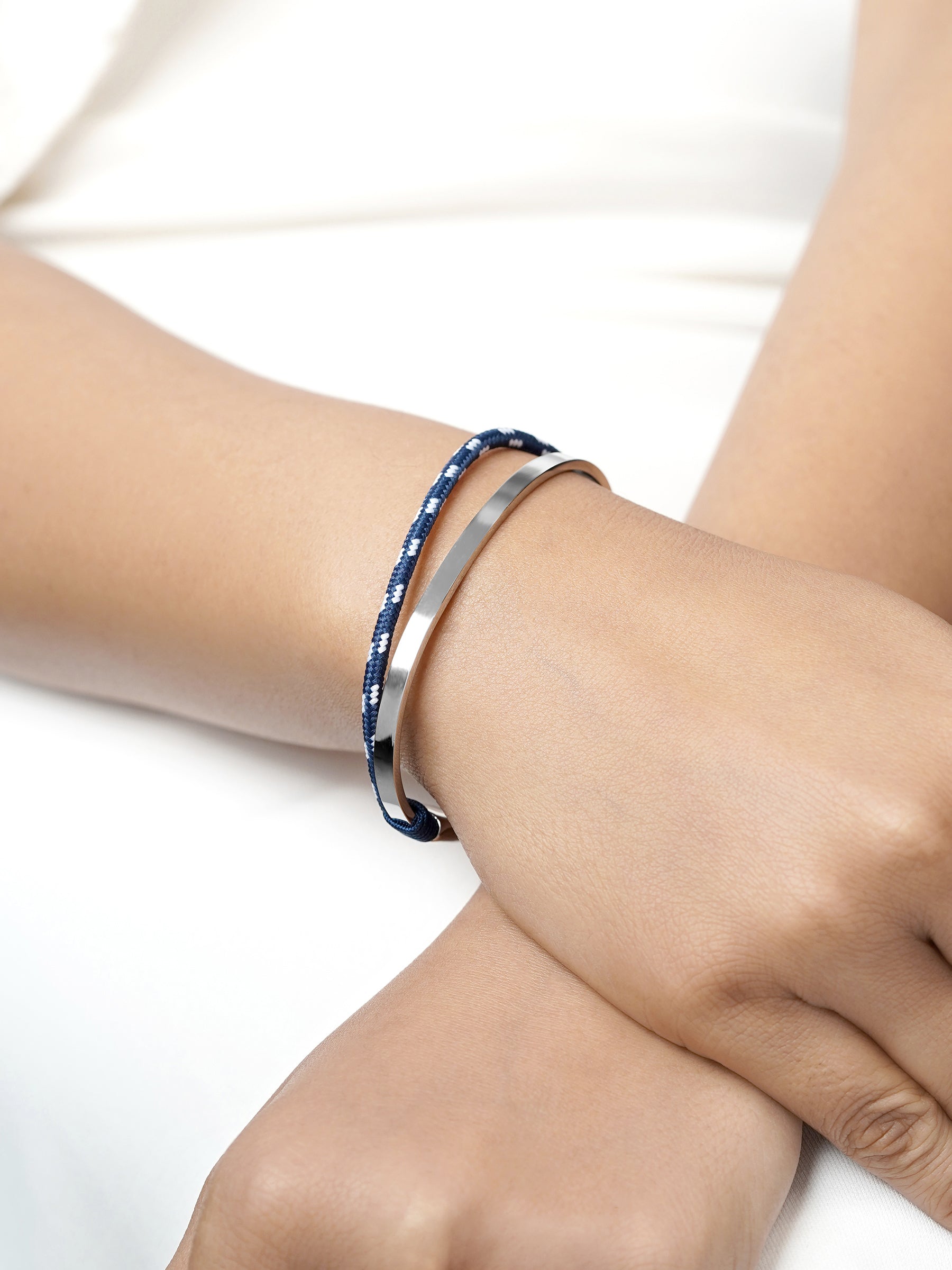 Unan Blue White Rope Cuff Bracelet