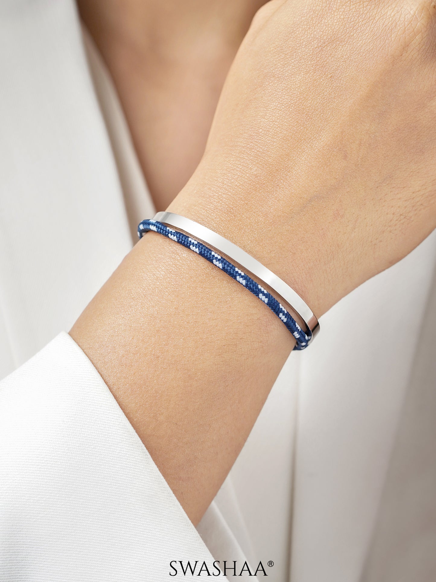 Unan Blue White Rope Cuff Bracelet