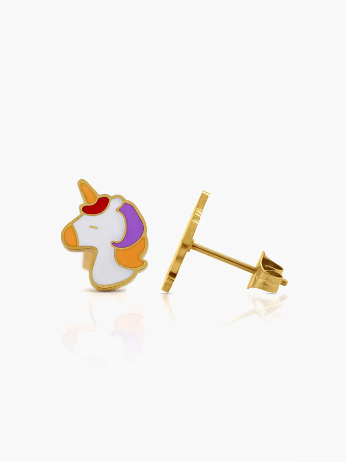 UniPop Unicorn Charm 18K Gold Plated Kid's Stud Earrings