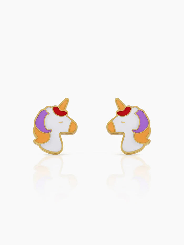 UniPop Unicorn Charm 18K Gold Plated Kid's Stud Earrings