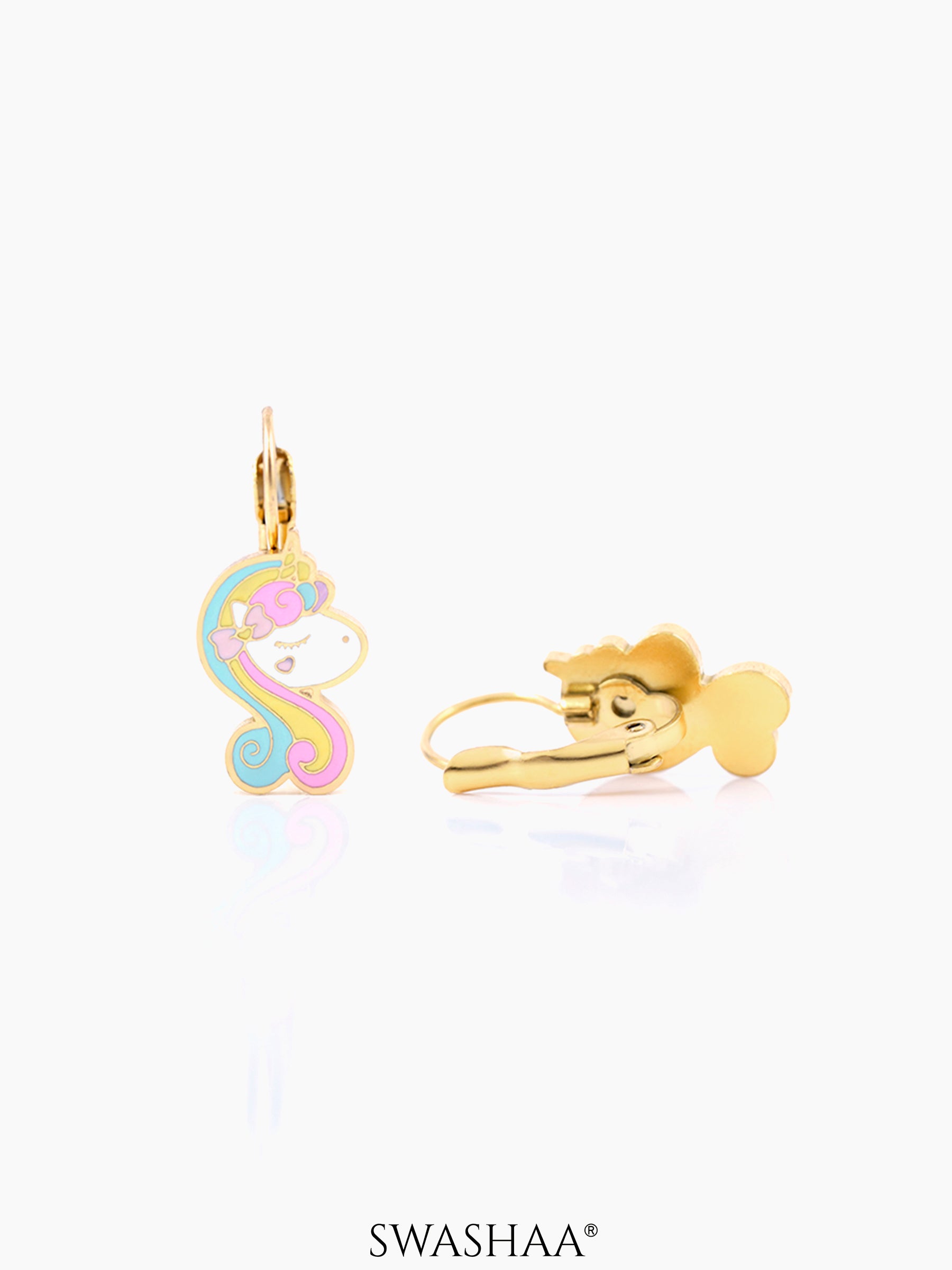 Unicorn Face Charm 18K Gold Plated Kid's Pendant Necklace Set