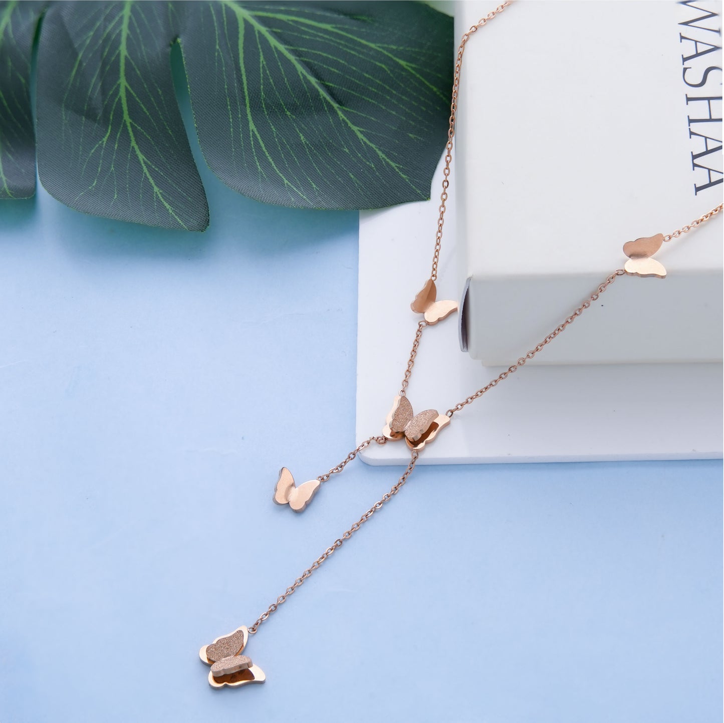 Statement Butterfly Rosegold Plated Necklace