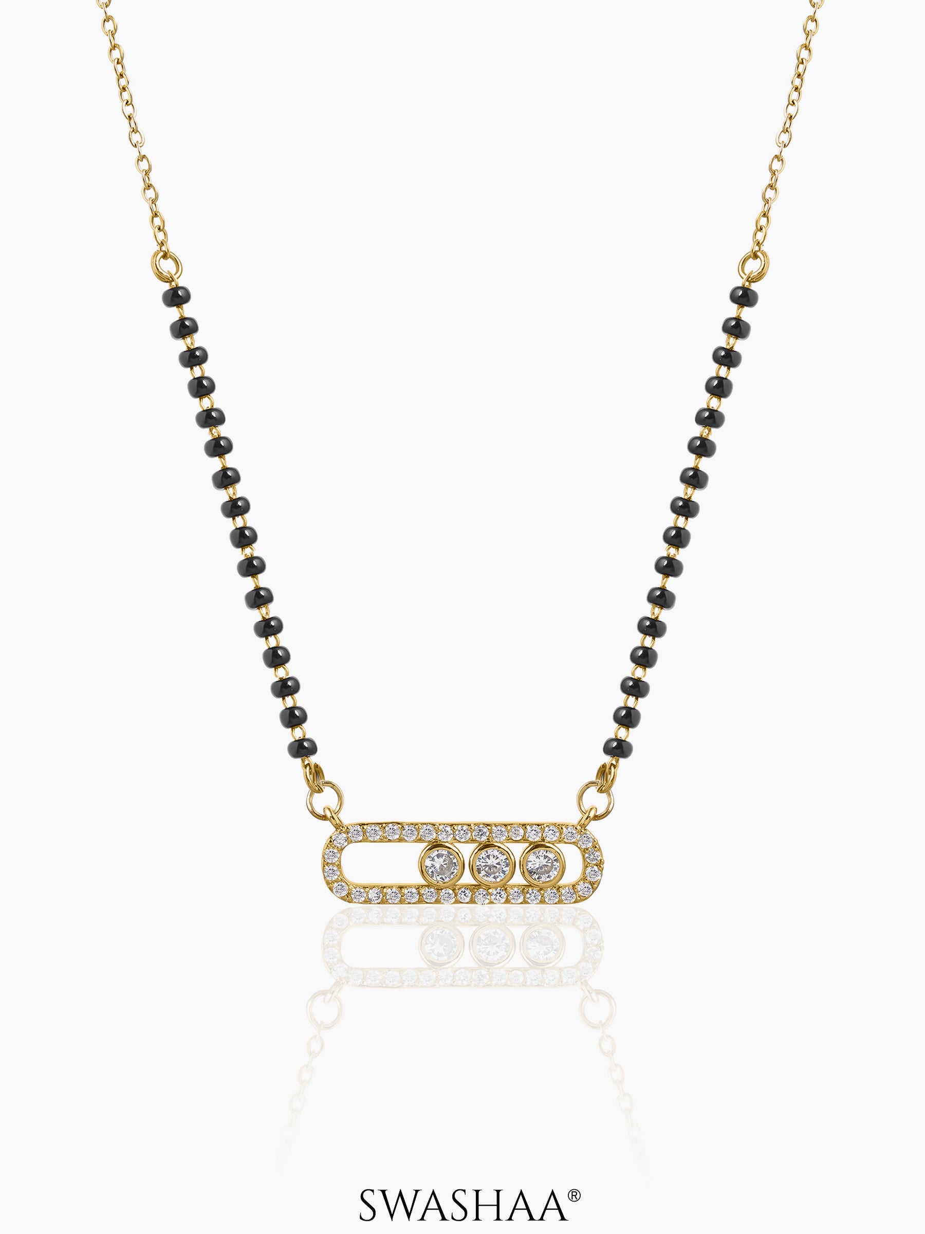 Urmi Diamond Solitaire Bar Frame 18K Gold Plated Mangalsutra