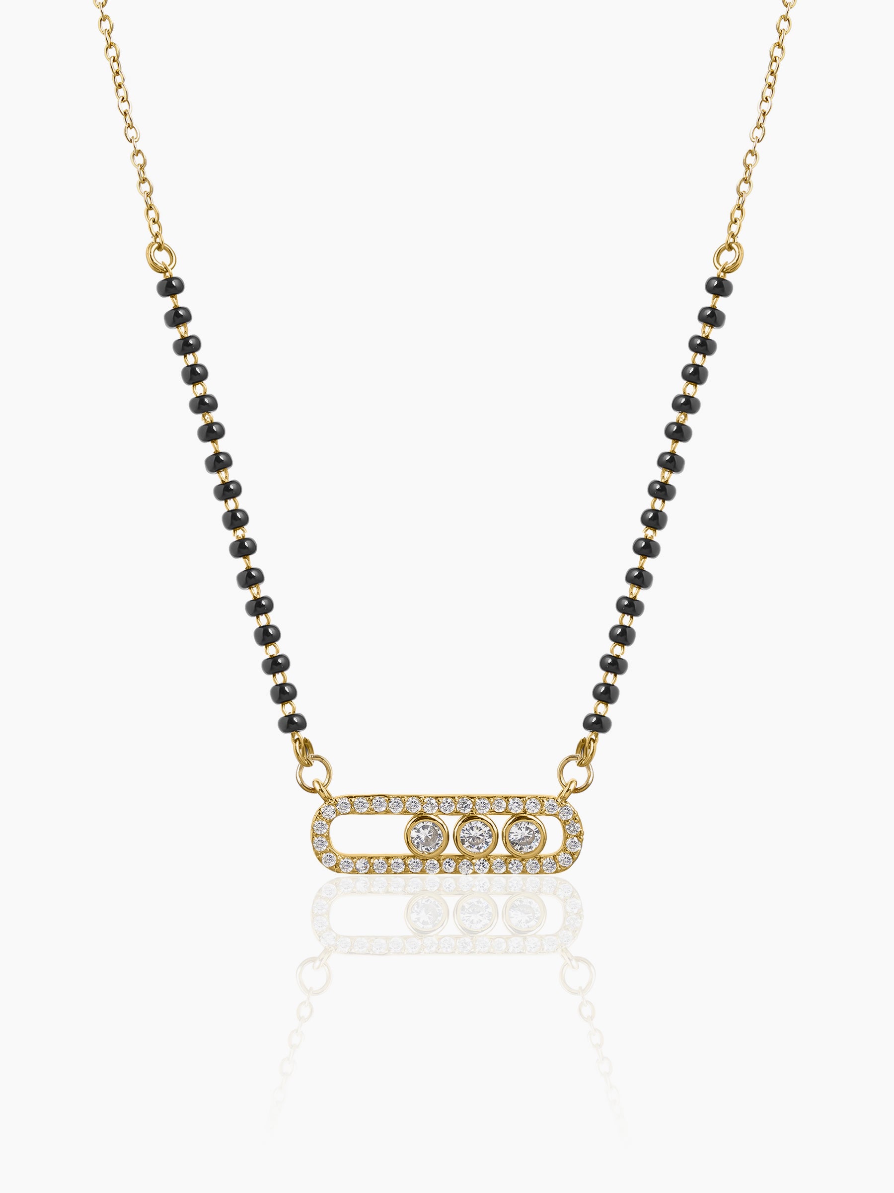 Urmi Diamond Solitaire Bar Frame 14K Gold Plated Mangalsutra
