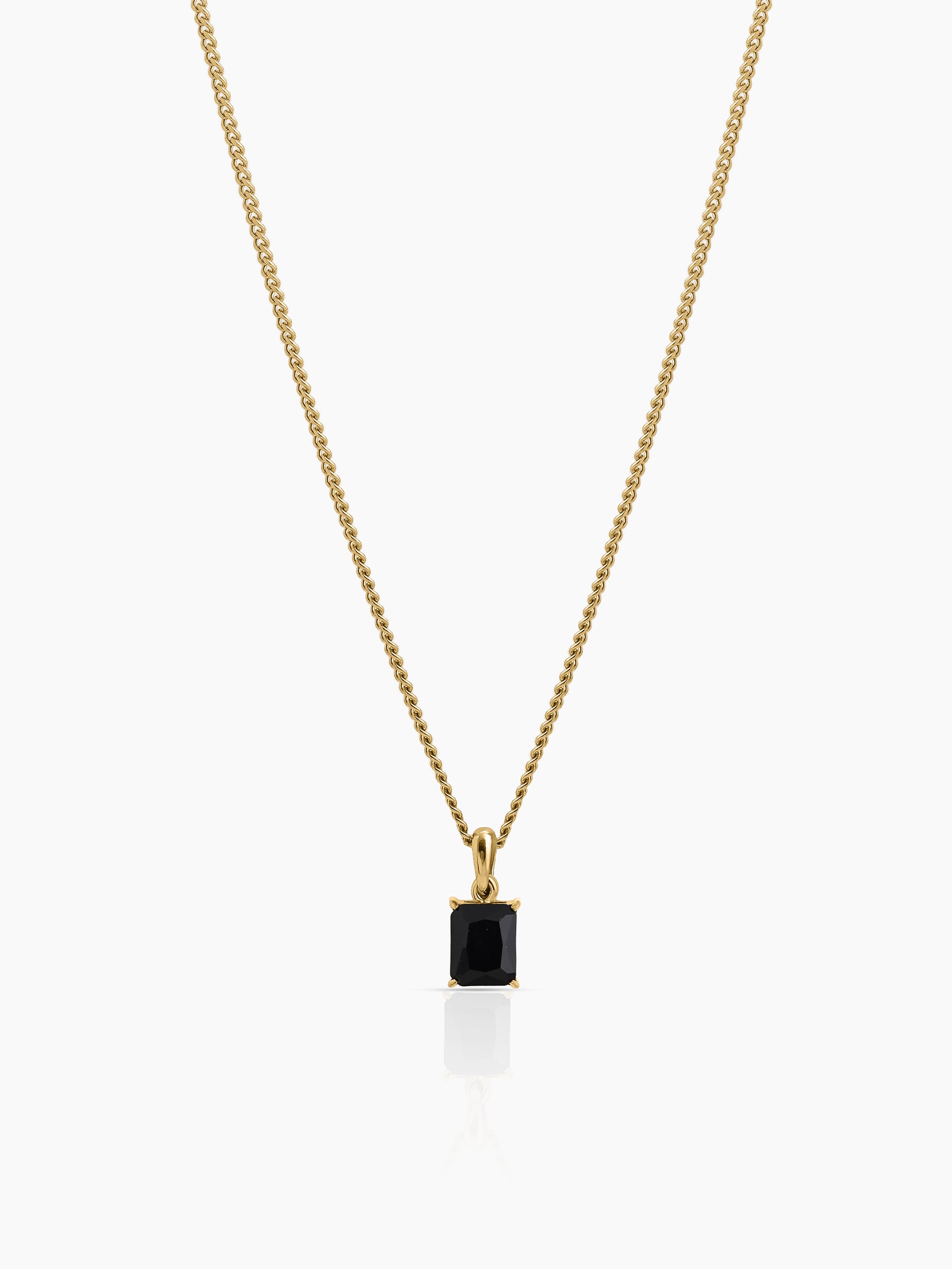 Vaeron Black Stone 18K Gold Plated Men's Chain Pendant - Swashaa