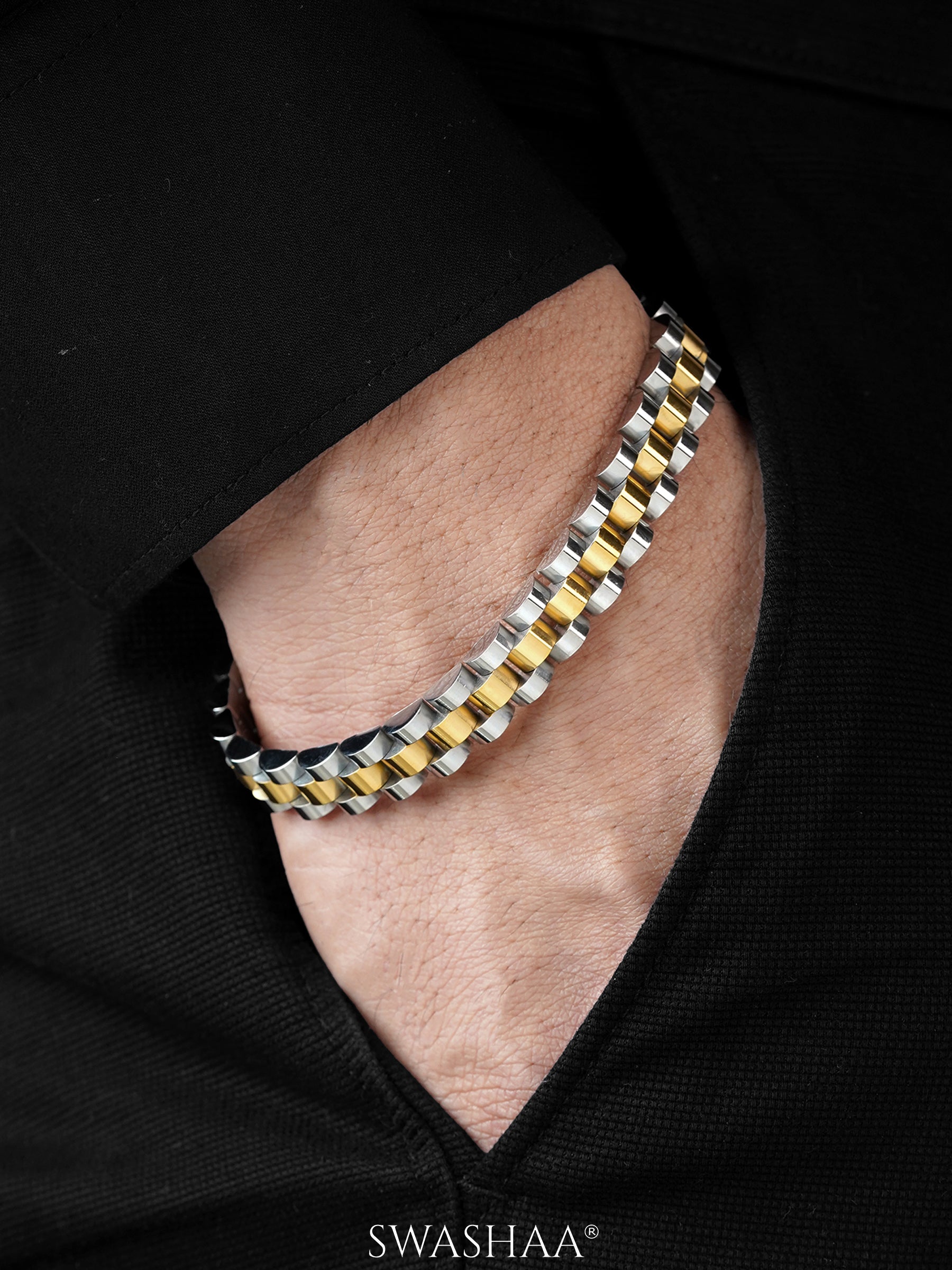 Valdez Silver - 18K Gold Plated Men's Watch Belt Bracelet