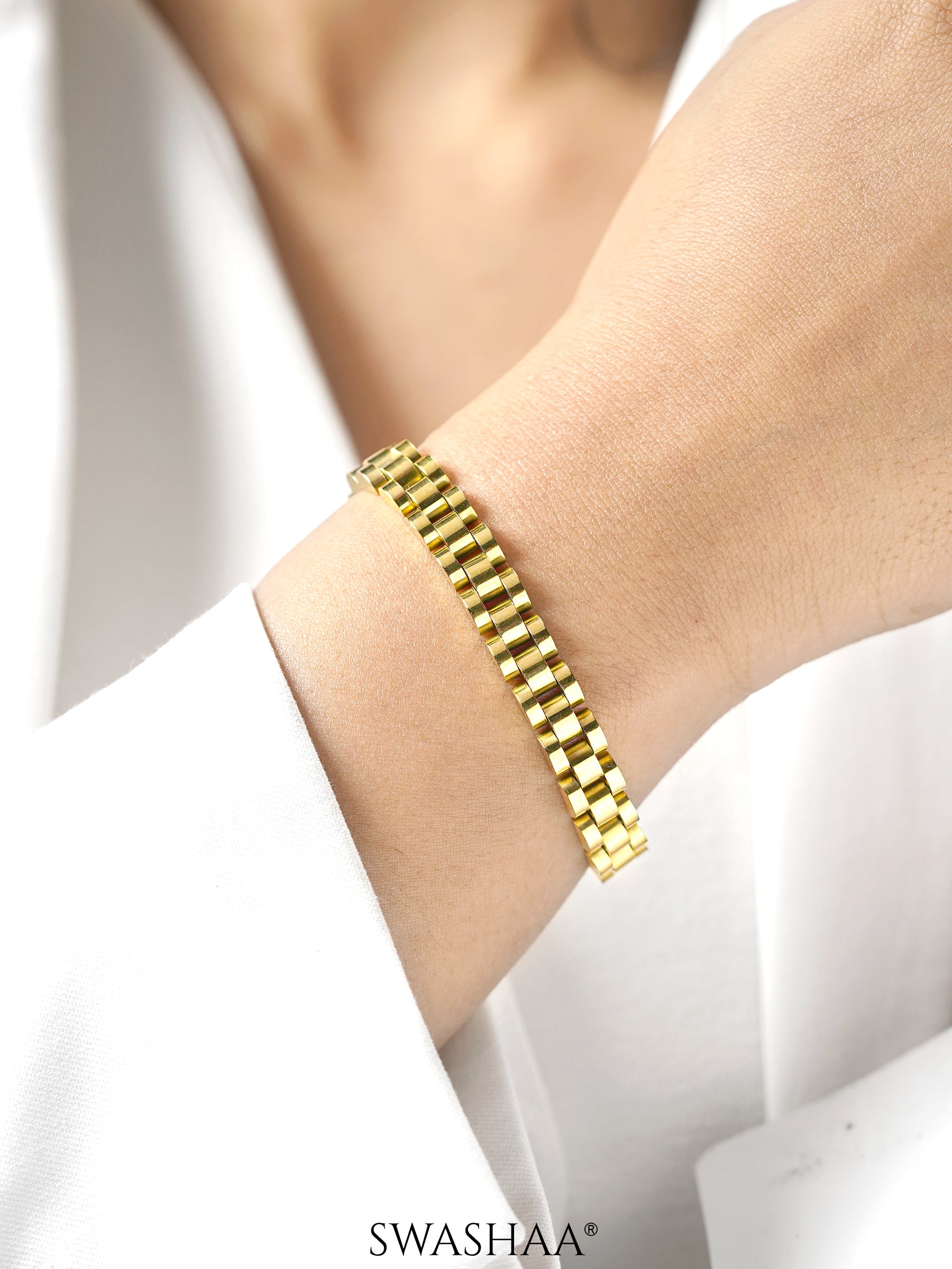 Valdez Women's 18K Gold Plated Watch Belt Link Bracelet