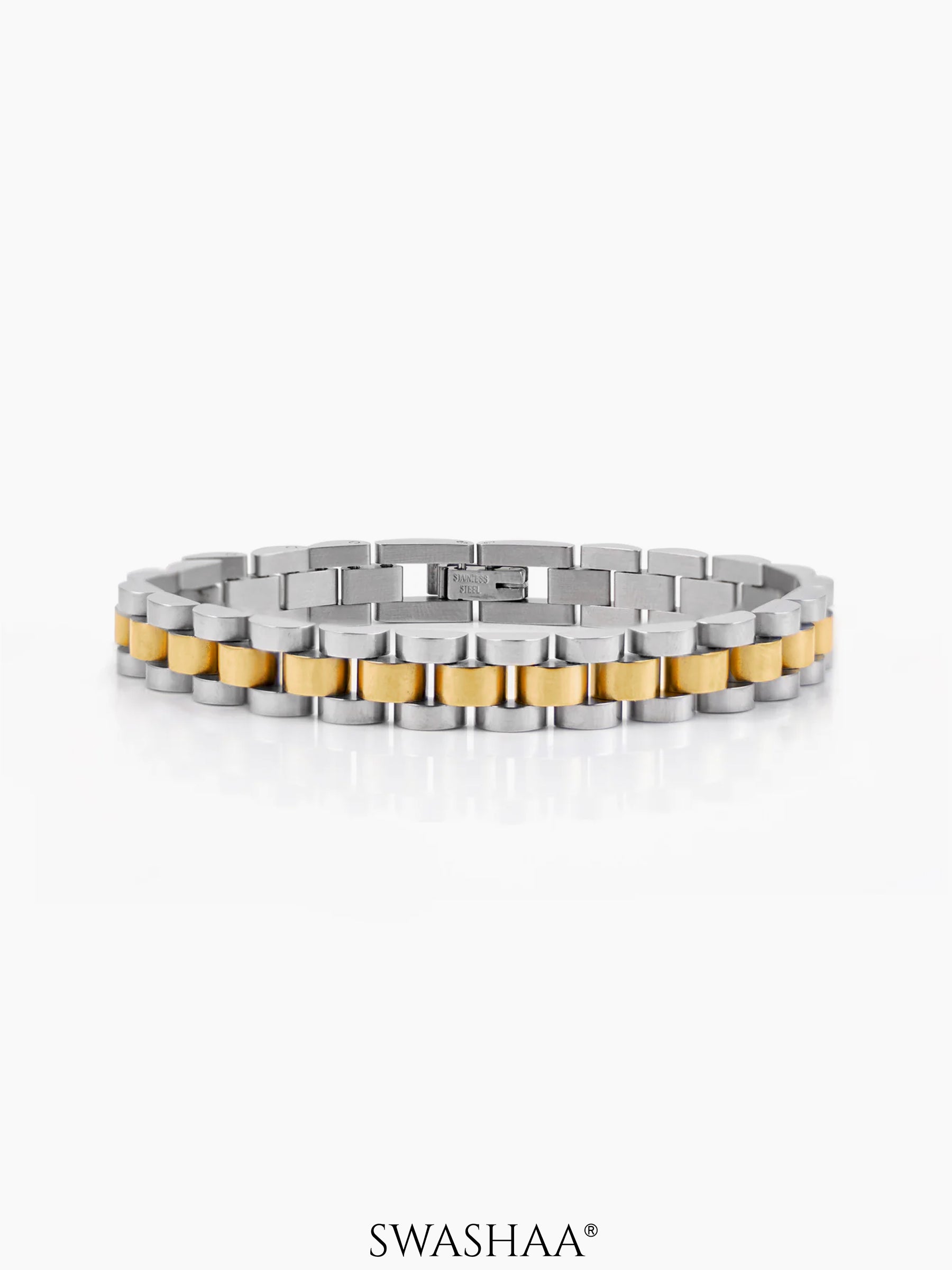 Valdez Women's Two-Tone Silver 18K Gold Plated Watch Belt Link Bracelet