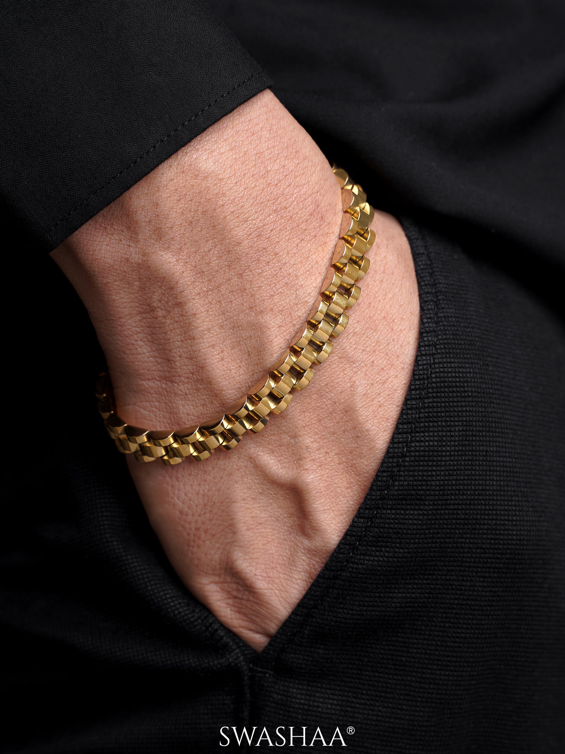 Valdez 18K Gold Plated Men's Watch Belt Bracelet