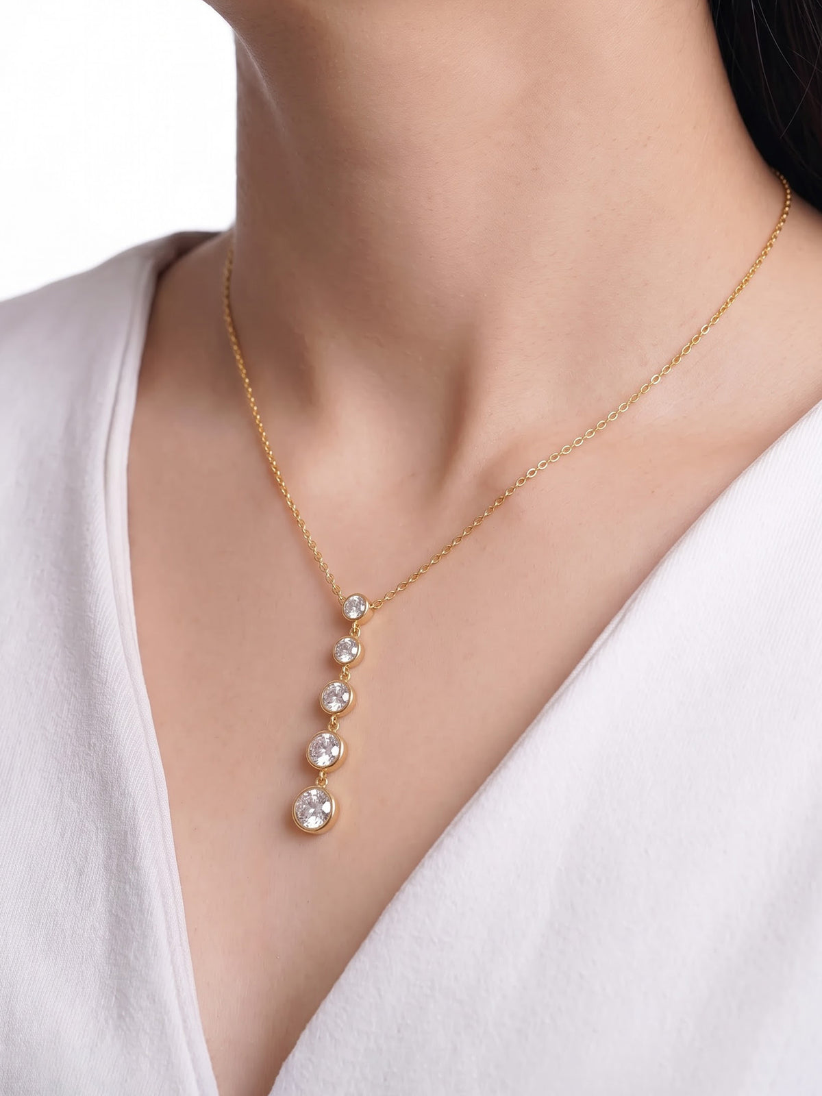 Valera Solitaire Diamond 18K Gold Plated Women's Chain Pendant Necklace