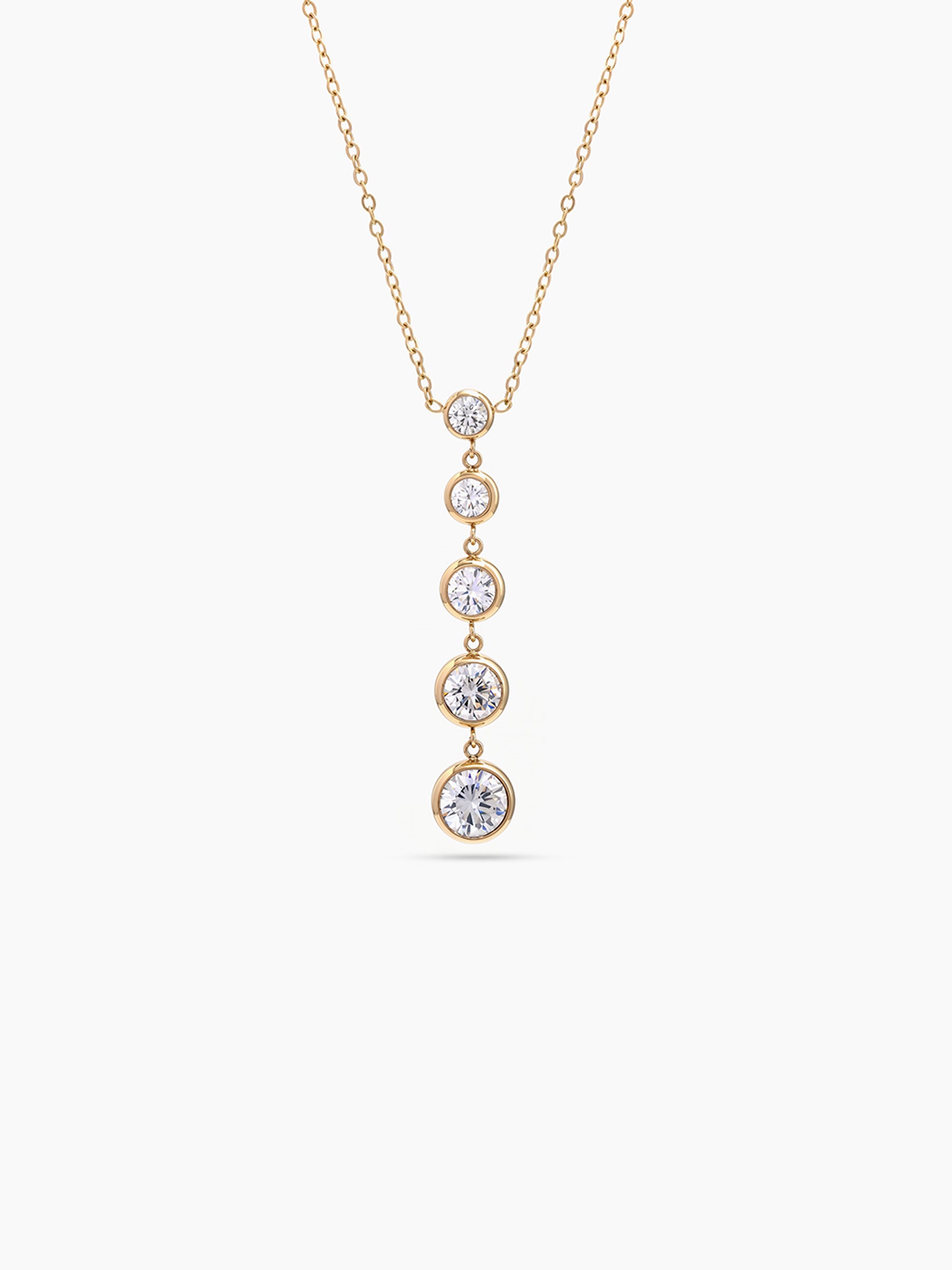 Valera Solitaire Diamond 18K Gold Plated Women's Chain Pendant Necklace