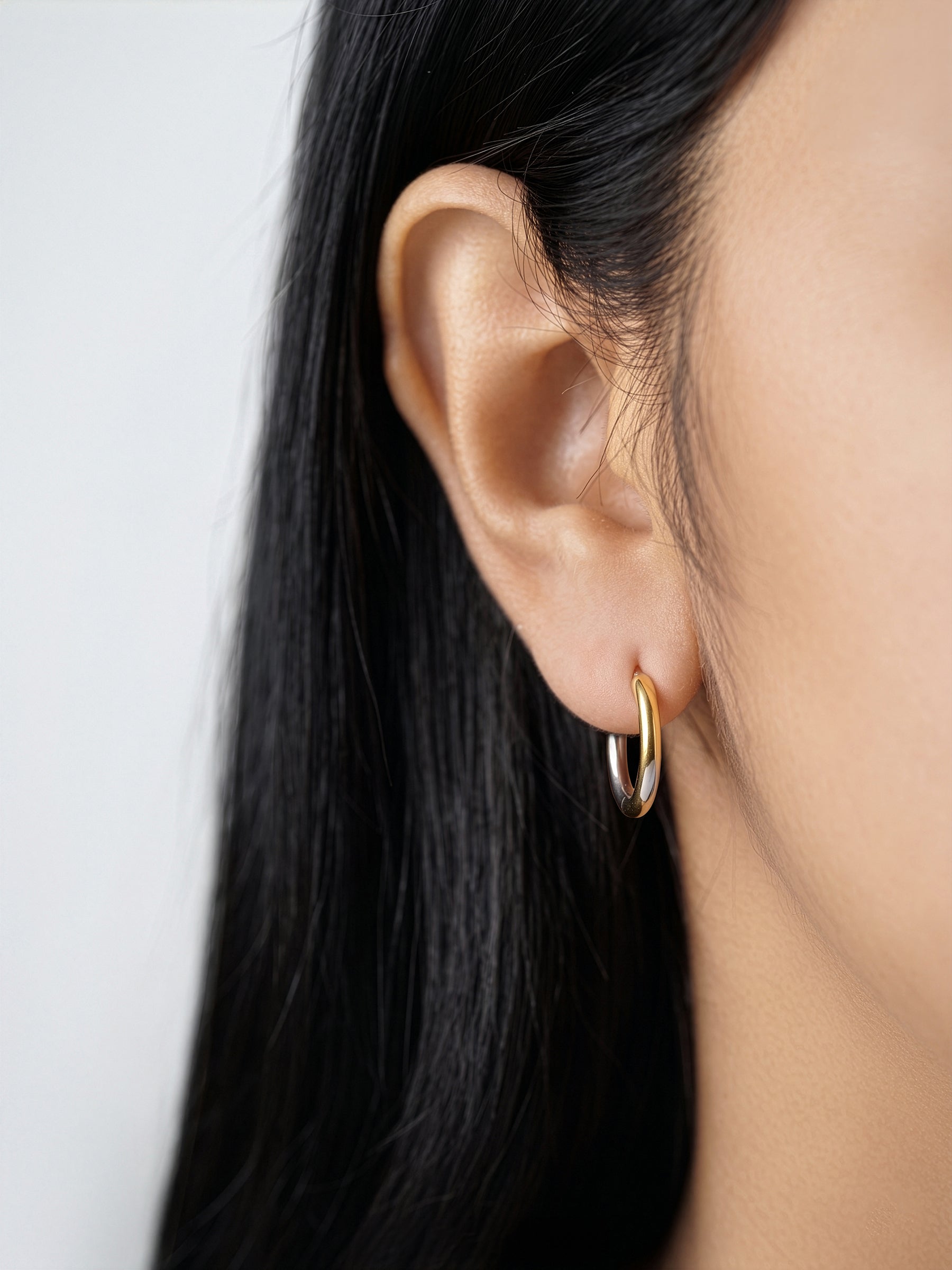 Vano Silver - 18K Gold Plated Two-tone Women's Hoop Earrings