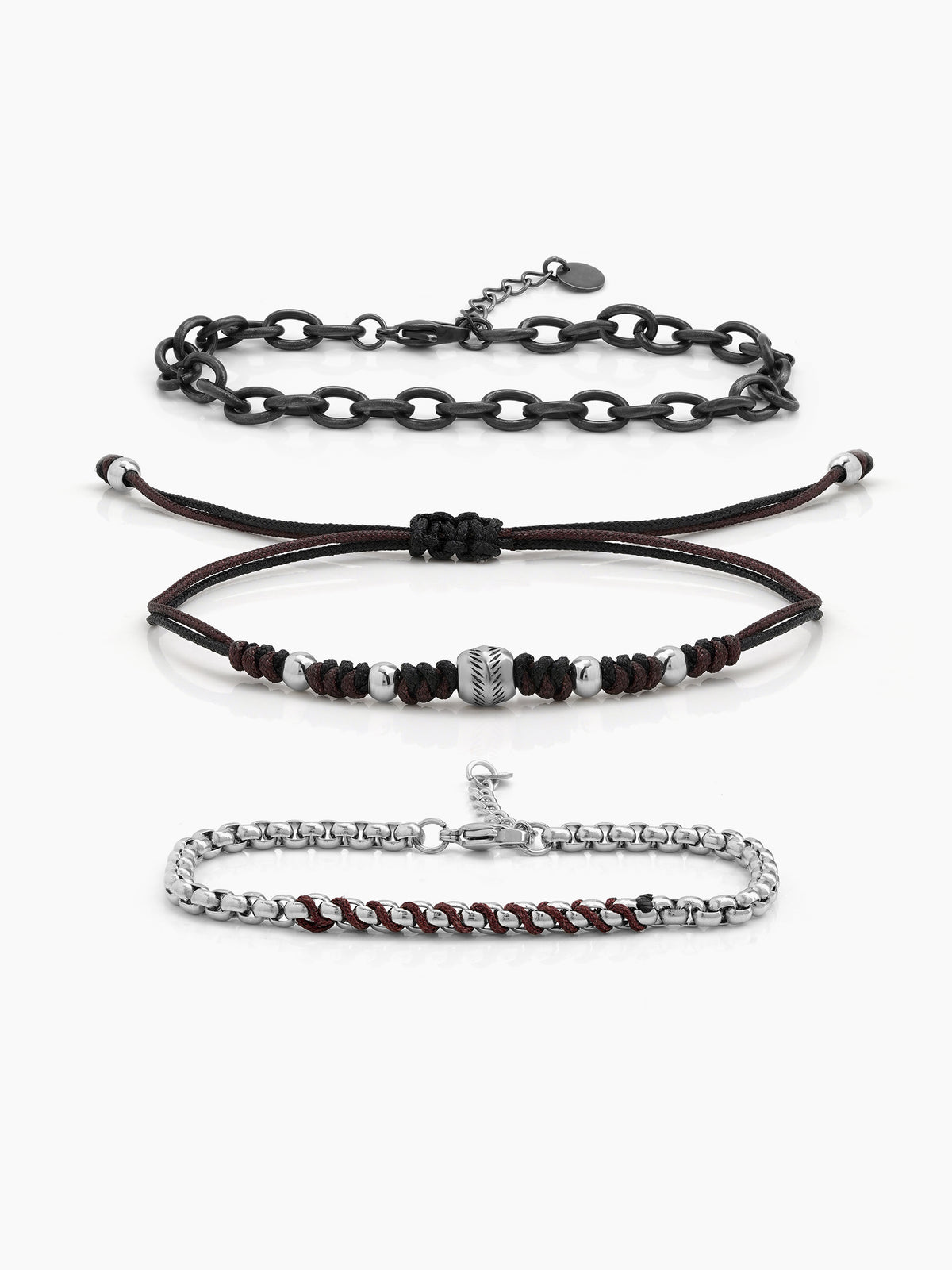 Vardon Black - Silver Men's Bracelet Set
